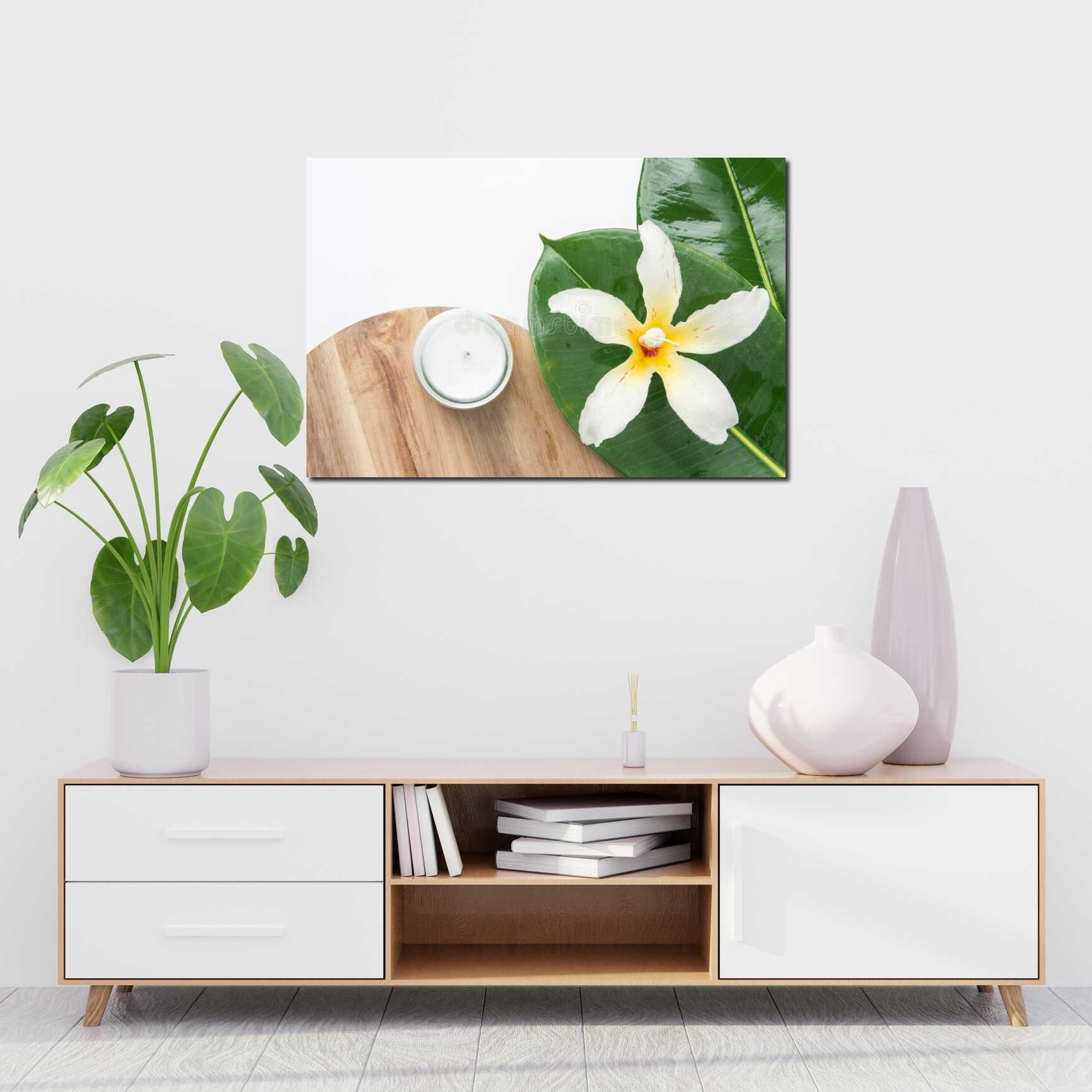 Canvas above sofa for size context