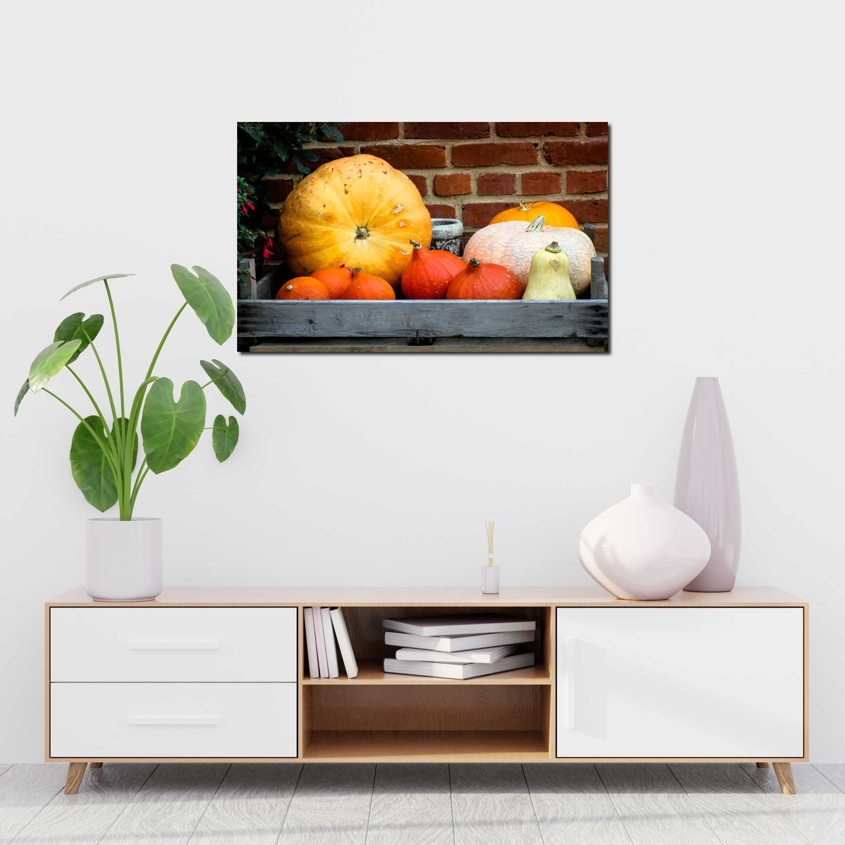 Canvas above sofa for size context