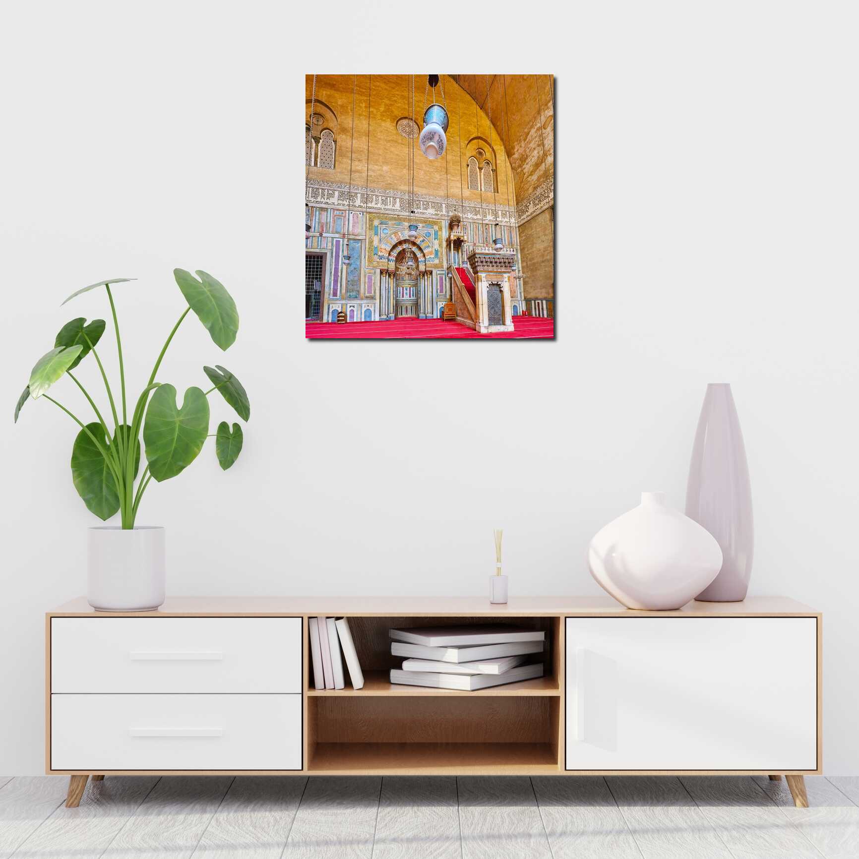 Canvas above sofa for size context