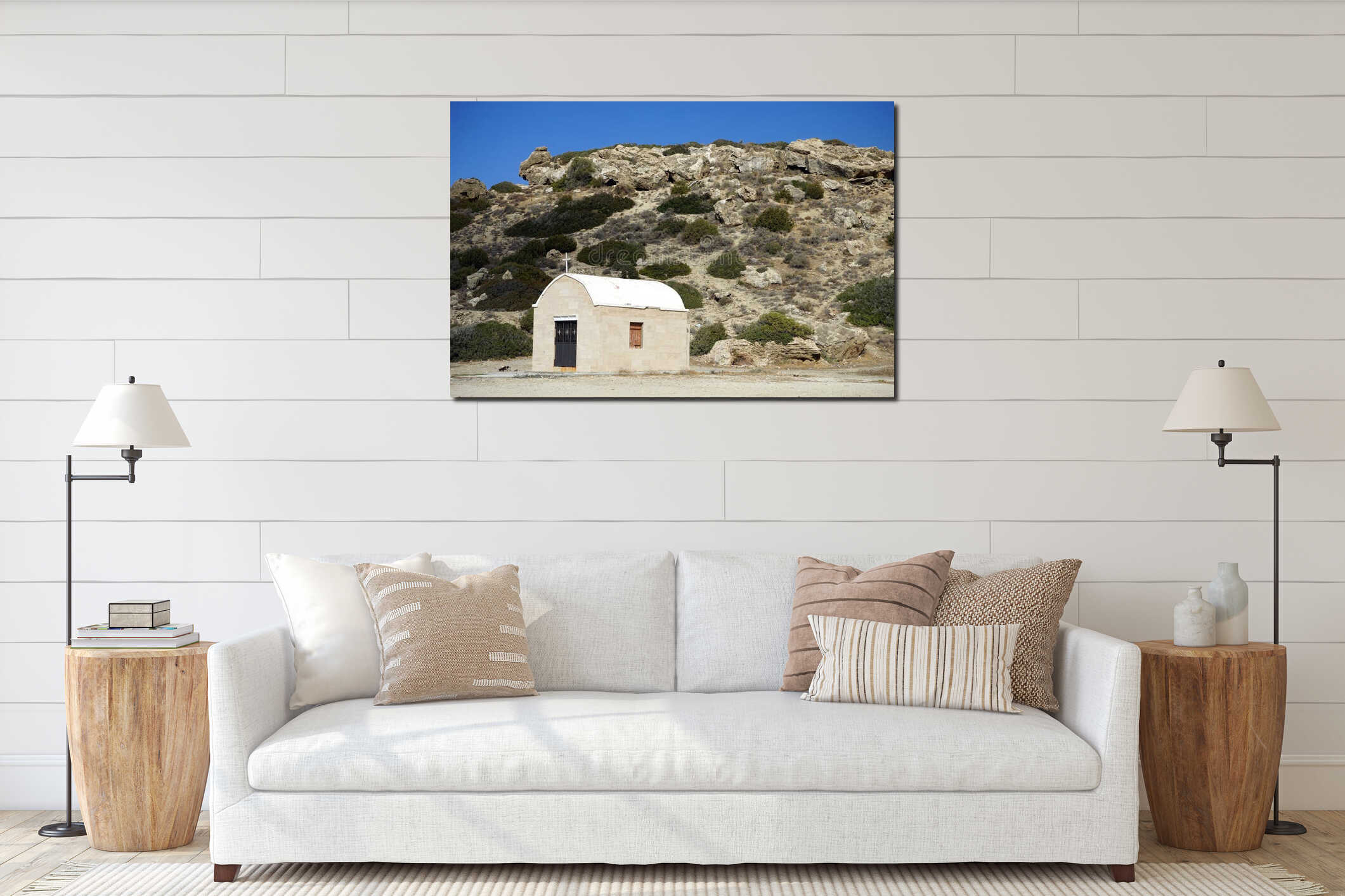 Small greek church interior mockup