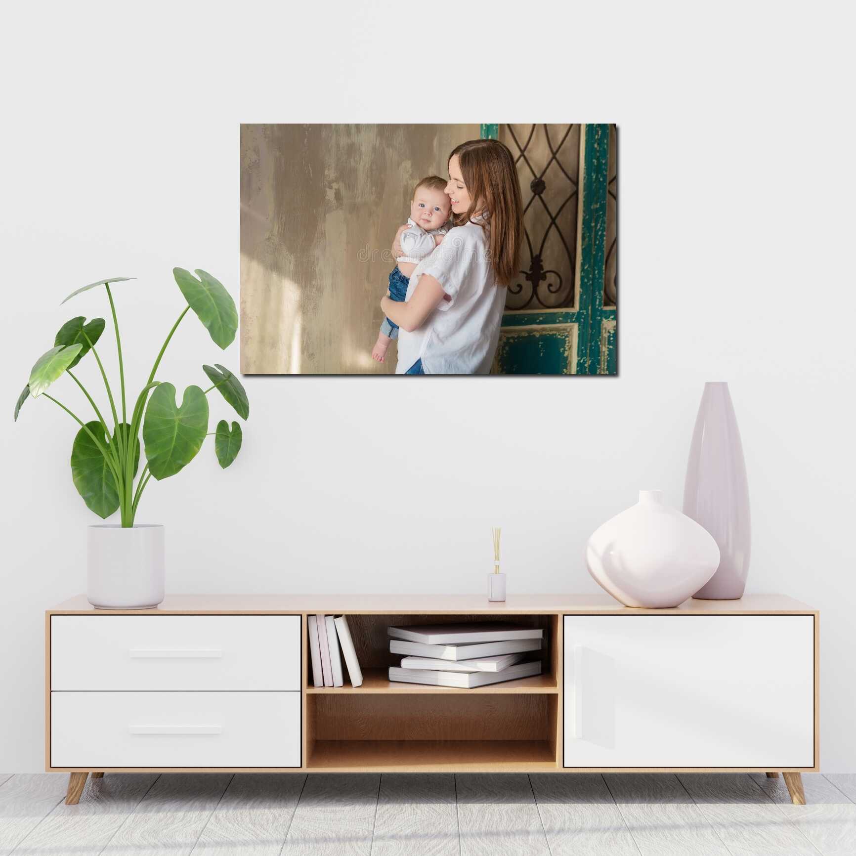 Canvas above sofa for size context