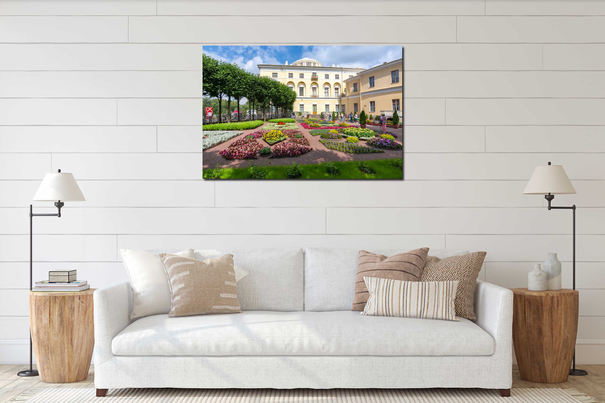 Private garden of Pavlovsky palace in Pavlovsk, St. Petersburg, Russia interior mockup