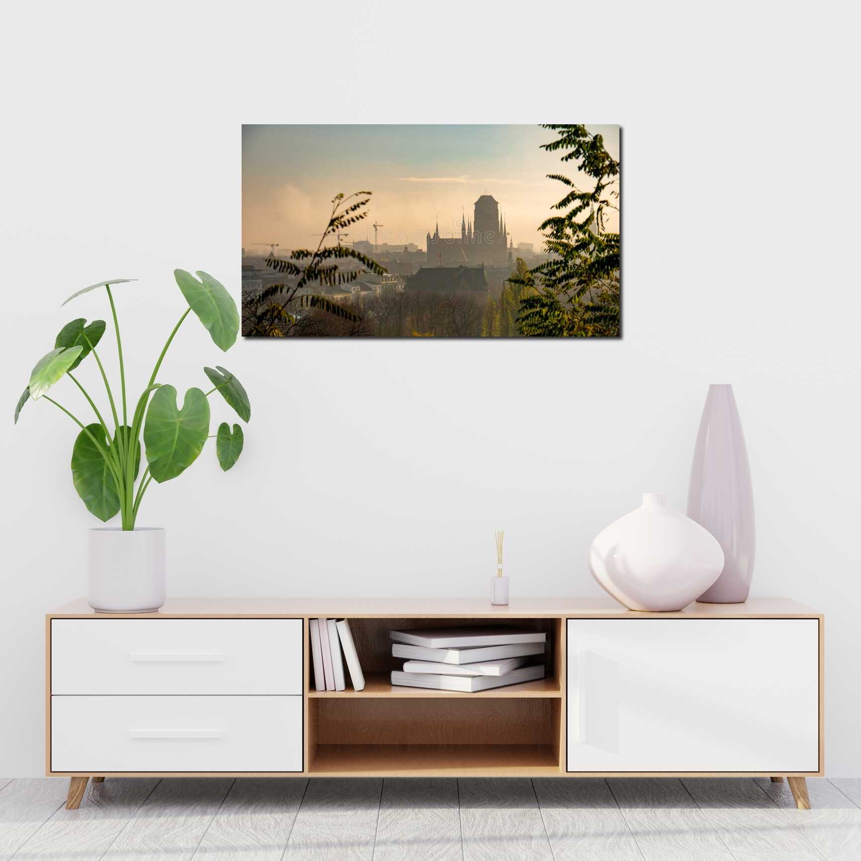 Canvas above sofa for size context