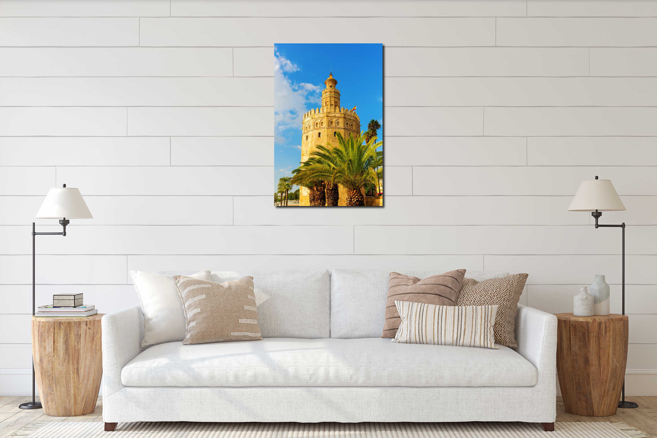 Famous Torre del Oro in Seville, Spain interior mockup