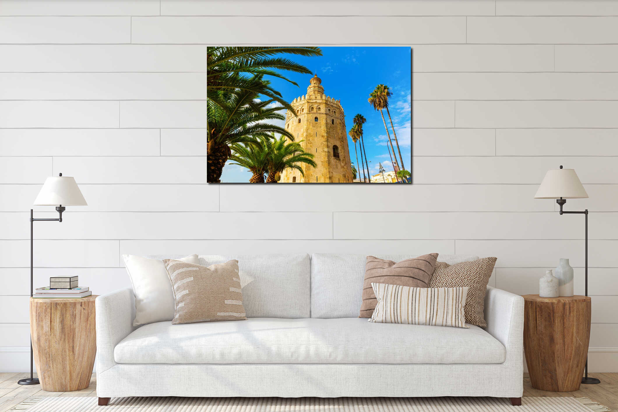 Famous Torre del Oro in Seville, Spain interior mockup