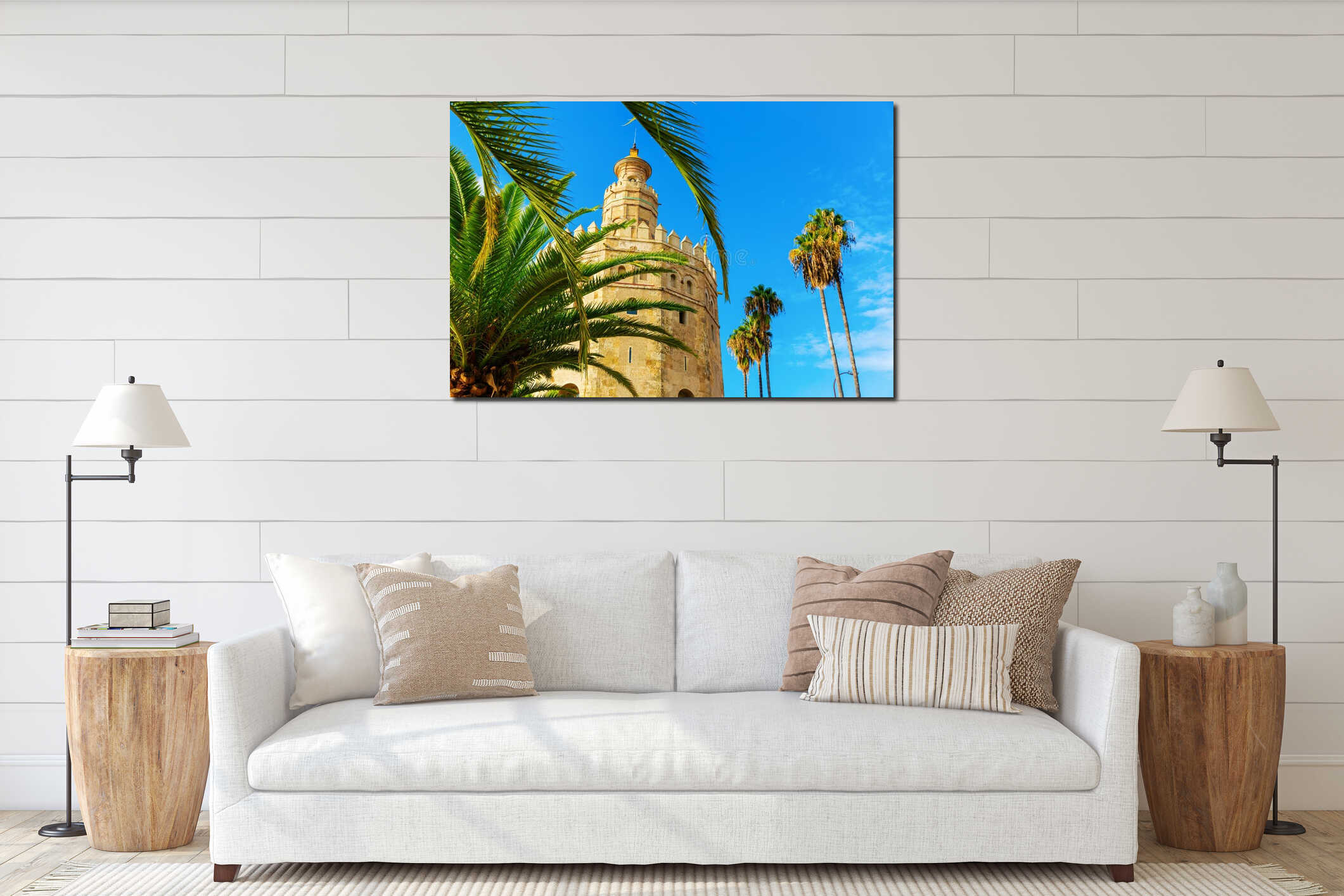Famous Torre del Oro in Seville, Spain interior mockup