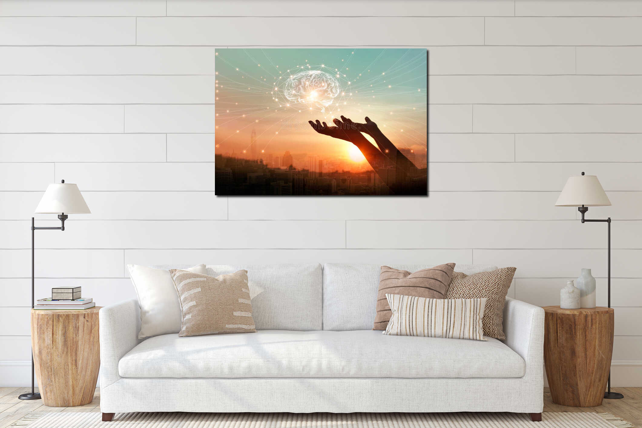 Canvas hanging interior mockup