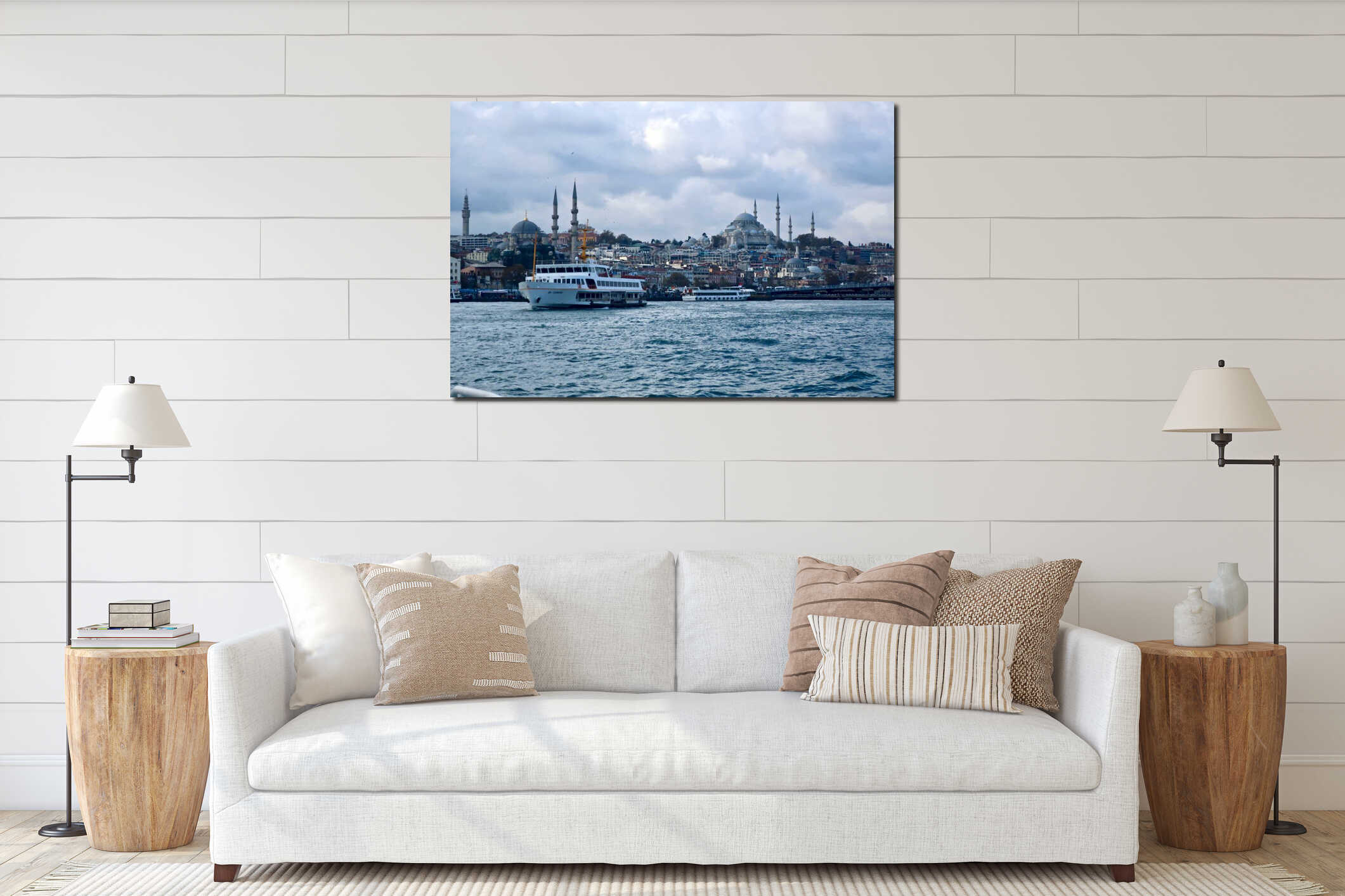 Blue city Istanbul. Bosphorus interior mockup