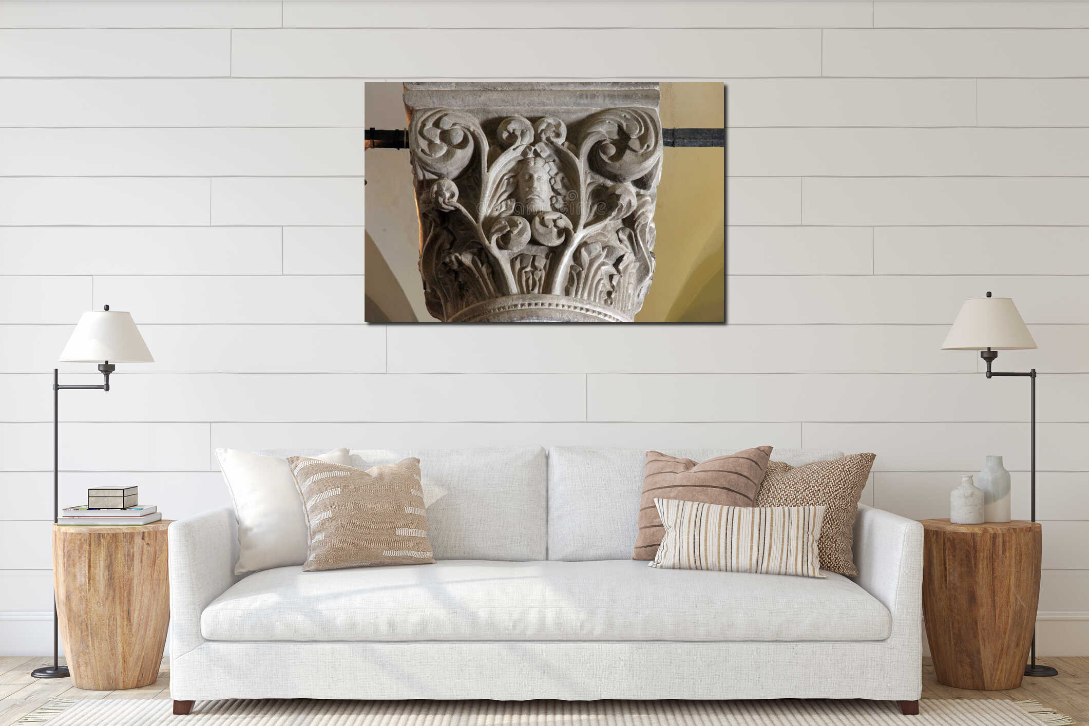 Detail of a column in Saint Mark Church in Korcula, Croatia interior mockup