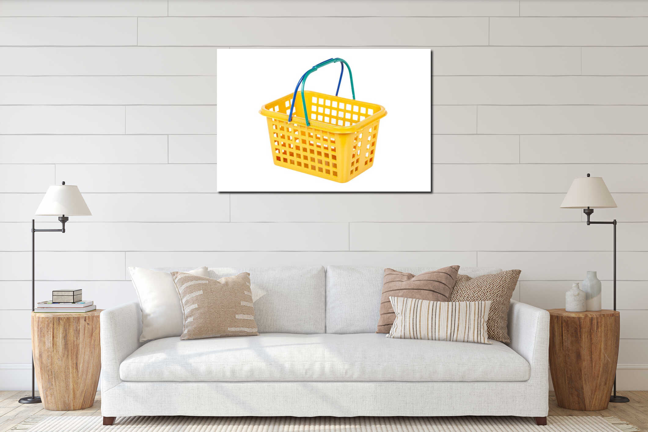 Empty shopping basket interior mockup