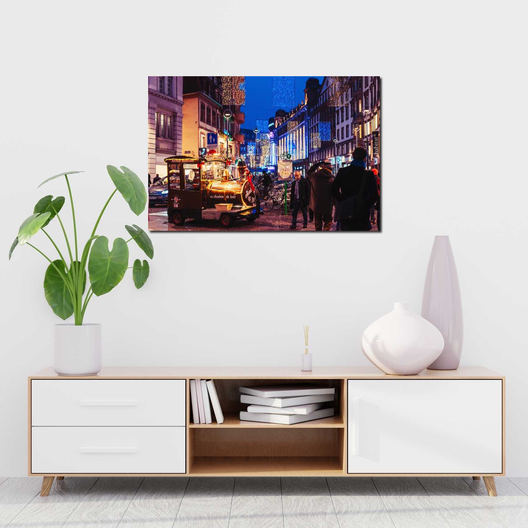 Canvas above sofa for size context