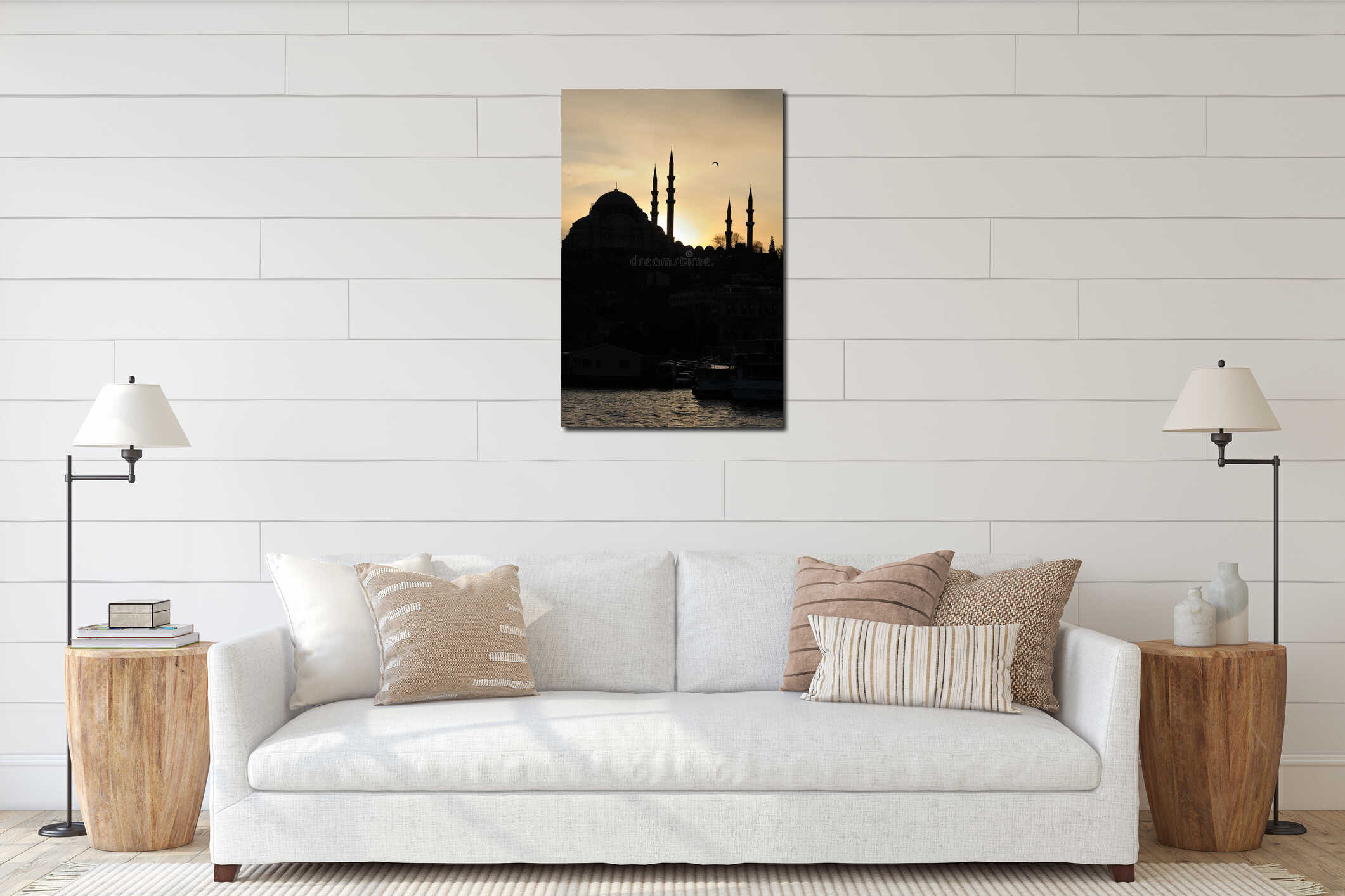 Turkey. Istanbul. Silhouette of Yeni Cami (Mosque) interior mockup