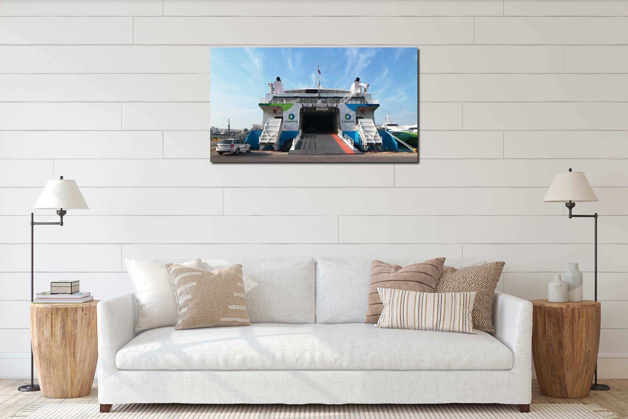 Passenger ferries - ferry carries cars and people from the port to the islands interior mockup