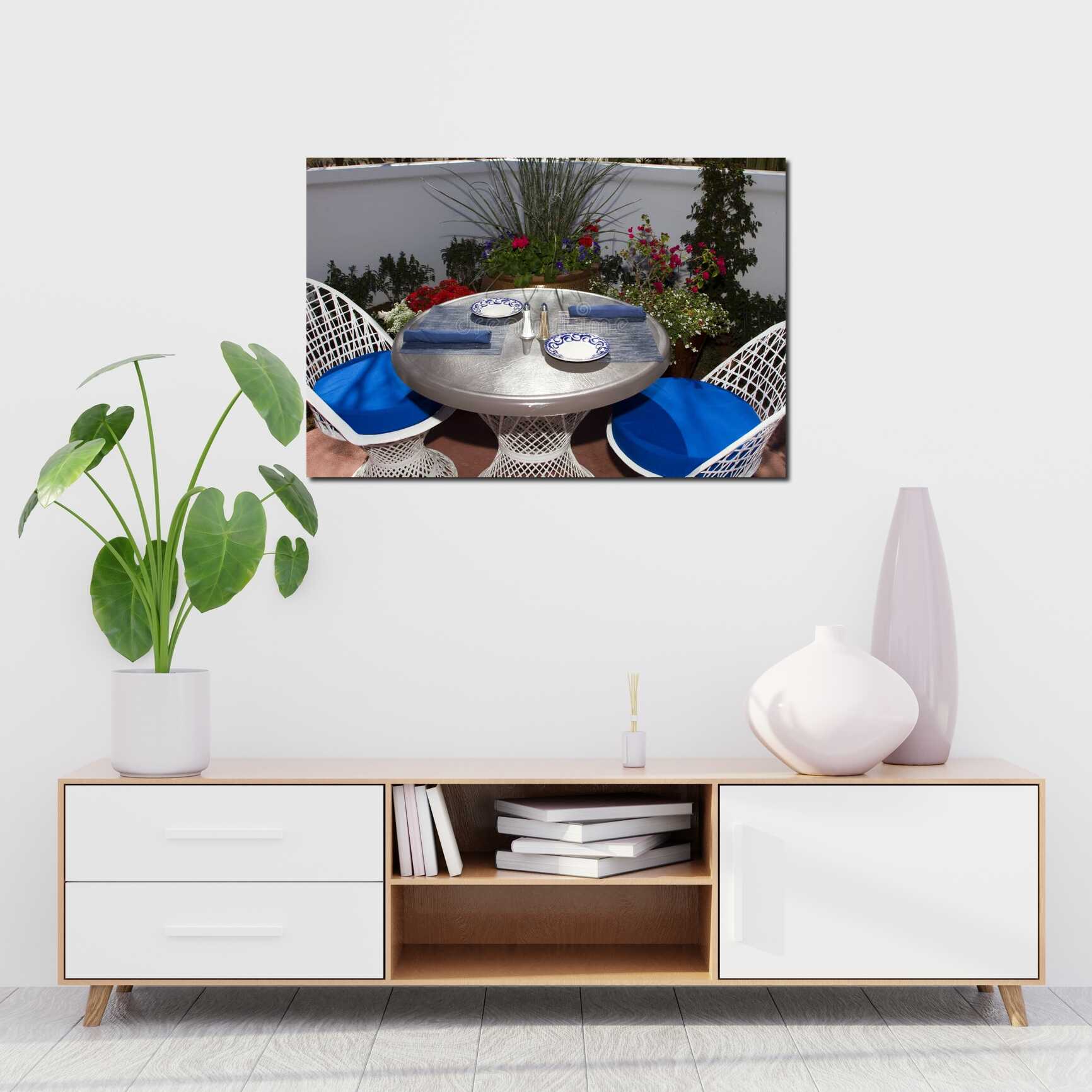 Canvas above sofa for size context