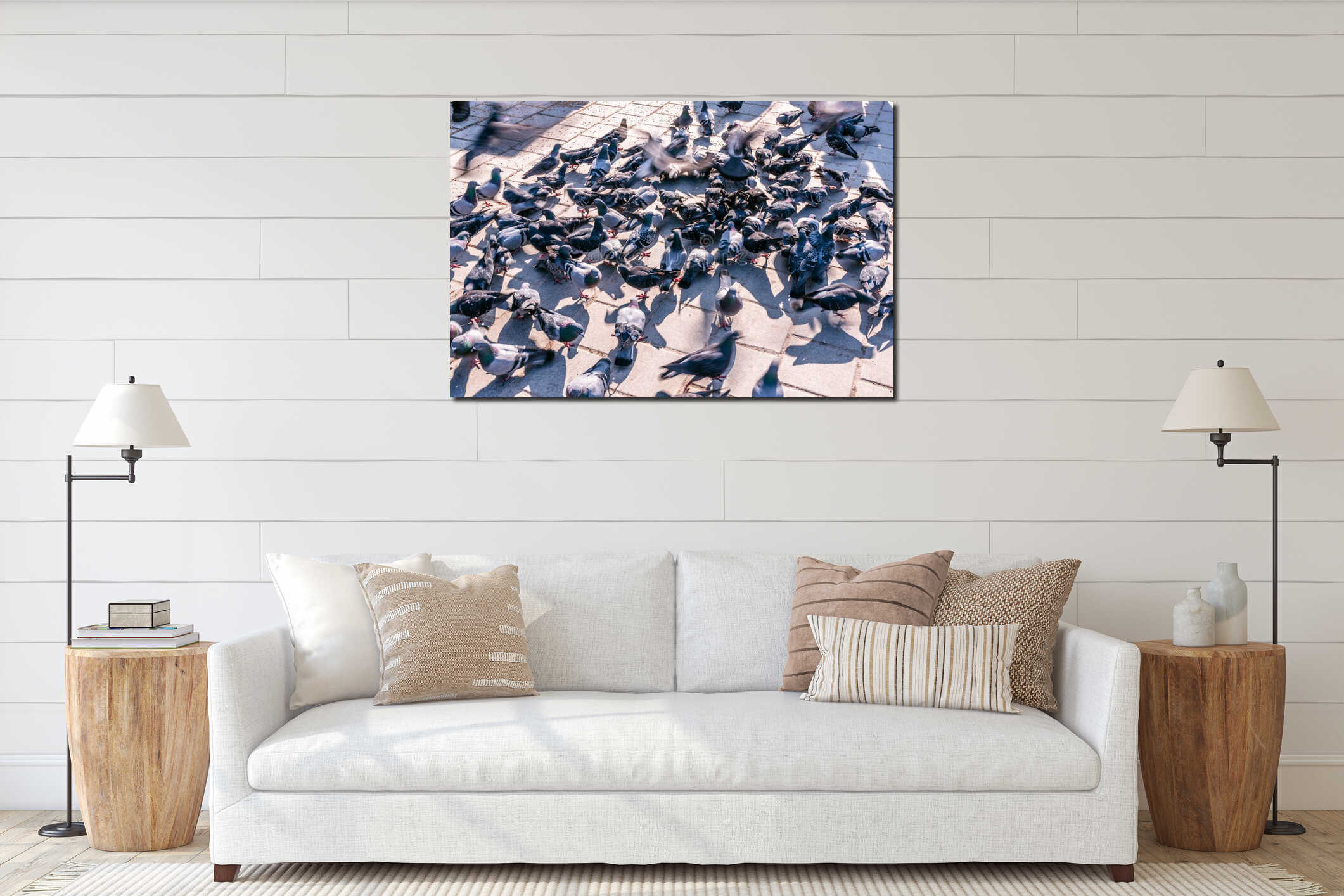 pigeons at new mosque courtyard in istanbul interior mockup