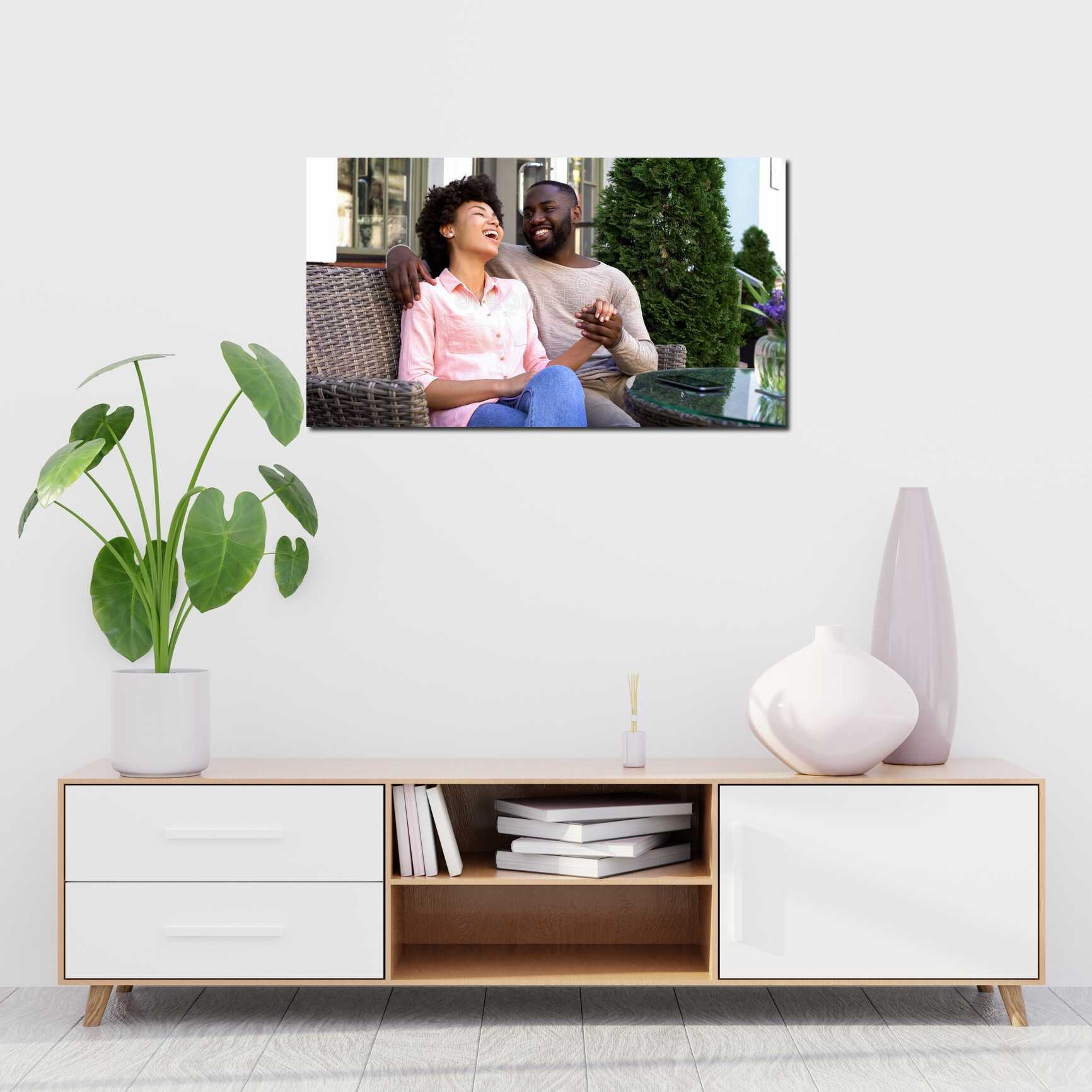 Canvas above sofa for size context