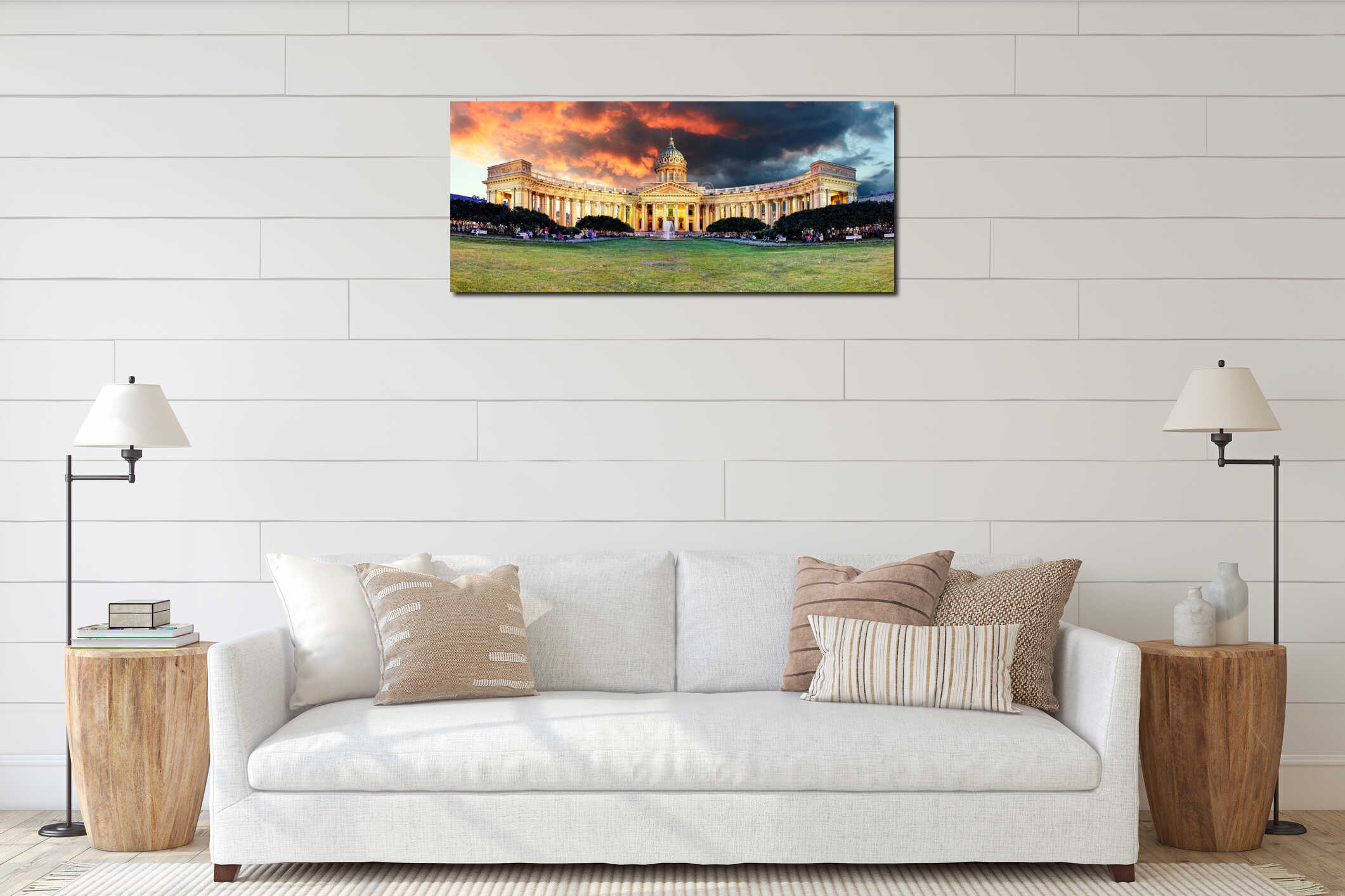 Russia - Saint Petersburg, Kazan cathedral at sunrise, nobody interior mockup