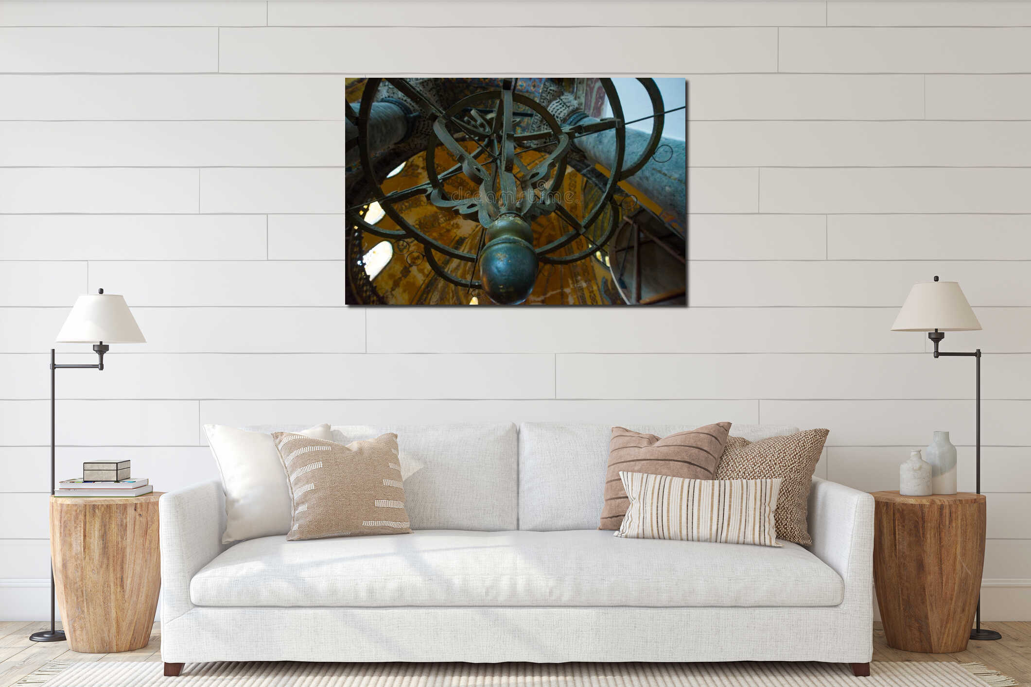 ISTANBUL, TURKEY: Hagia Sophia interior. Old metal chandelier interior mockup