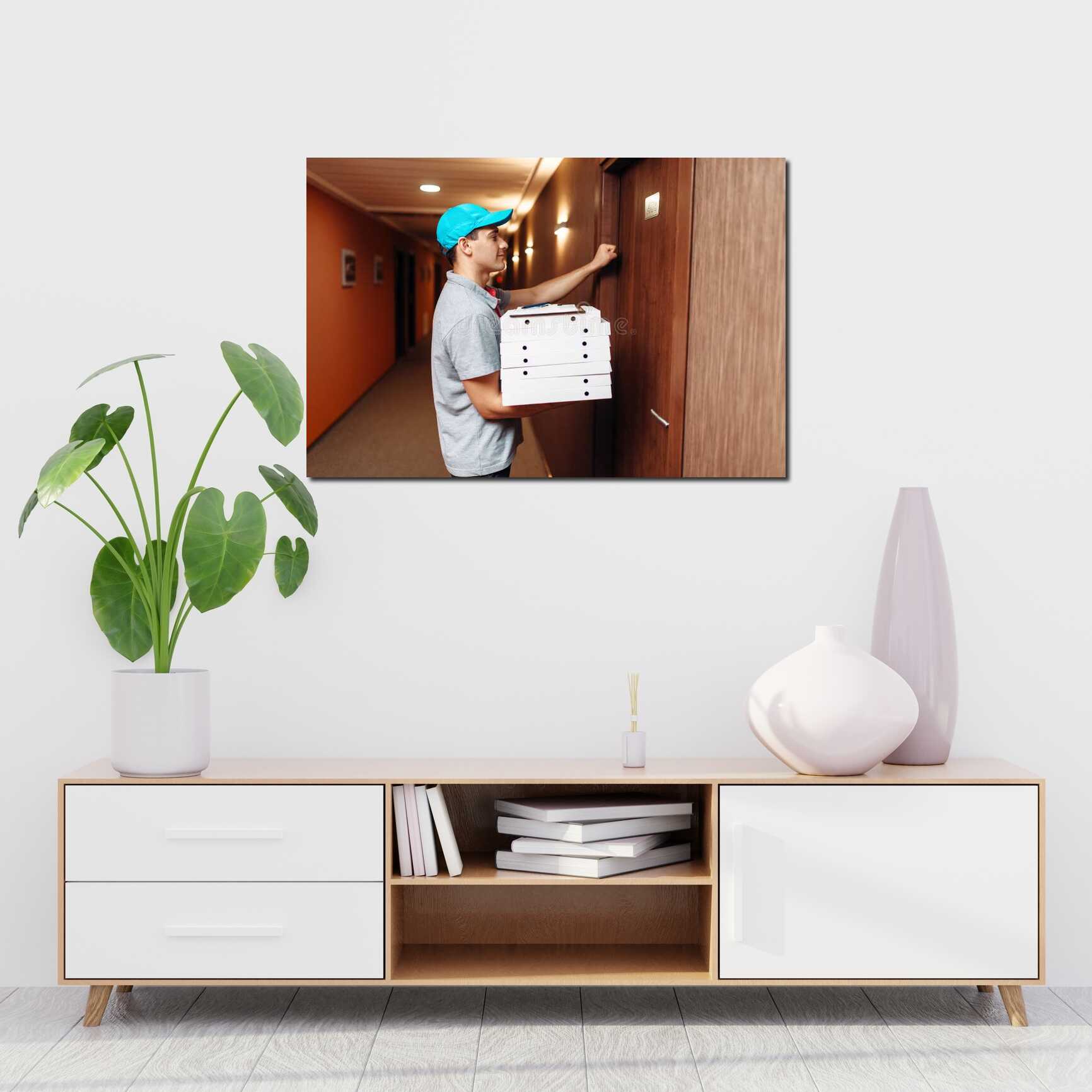 Canvas above sofa for size context