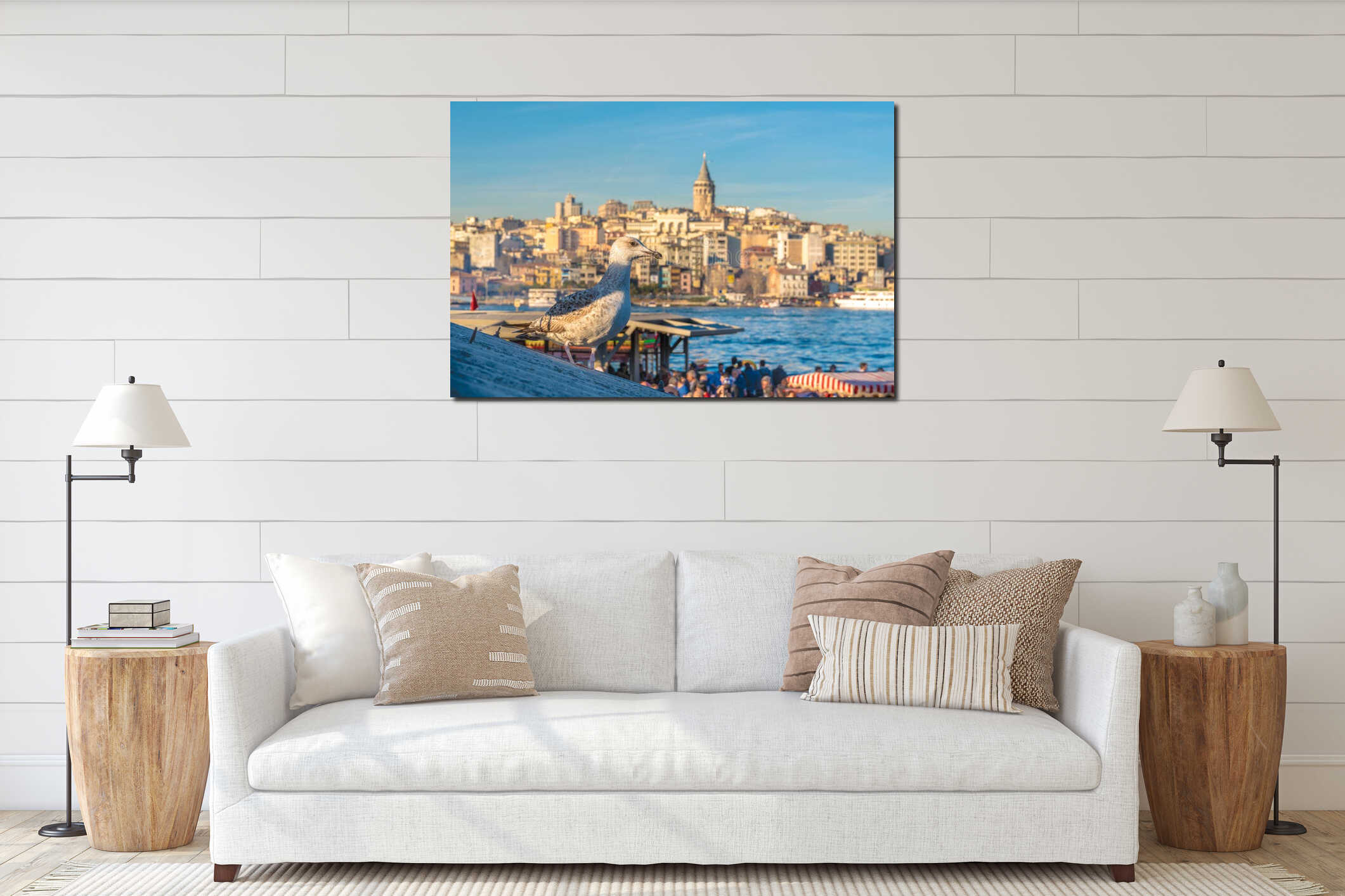 View of Eminonu Square and Galata tower interior mockup