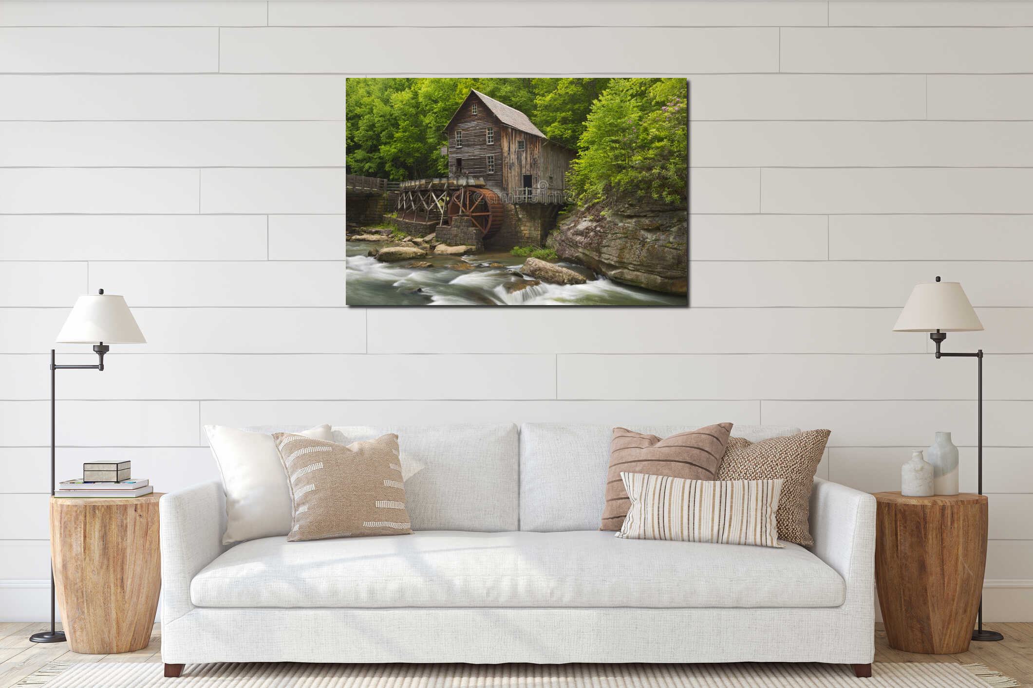 Glade Creek Grist Mill in West Virginia, USA interior mockup