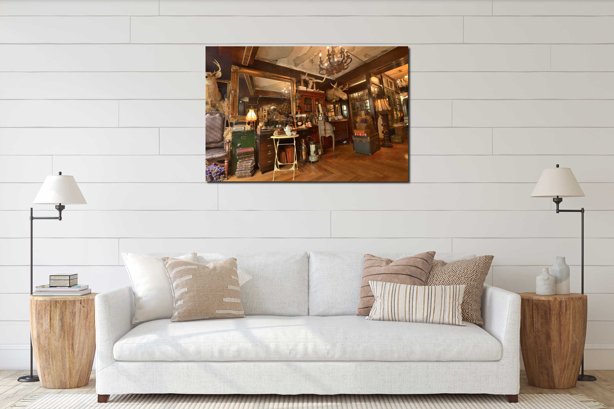 Euro old quaint interior collector shop interior mockup