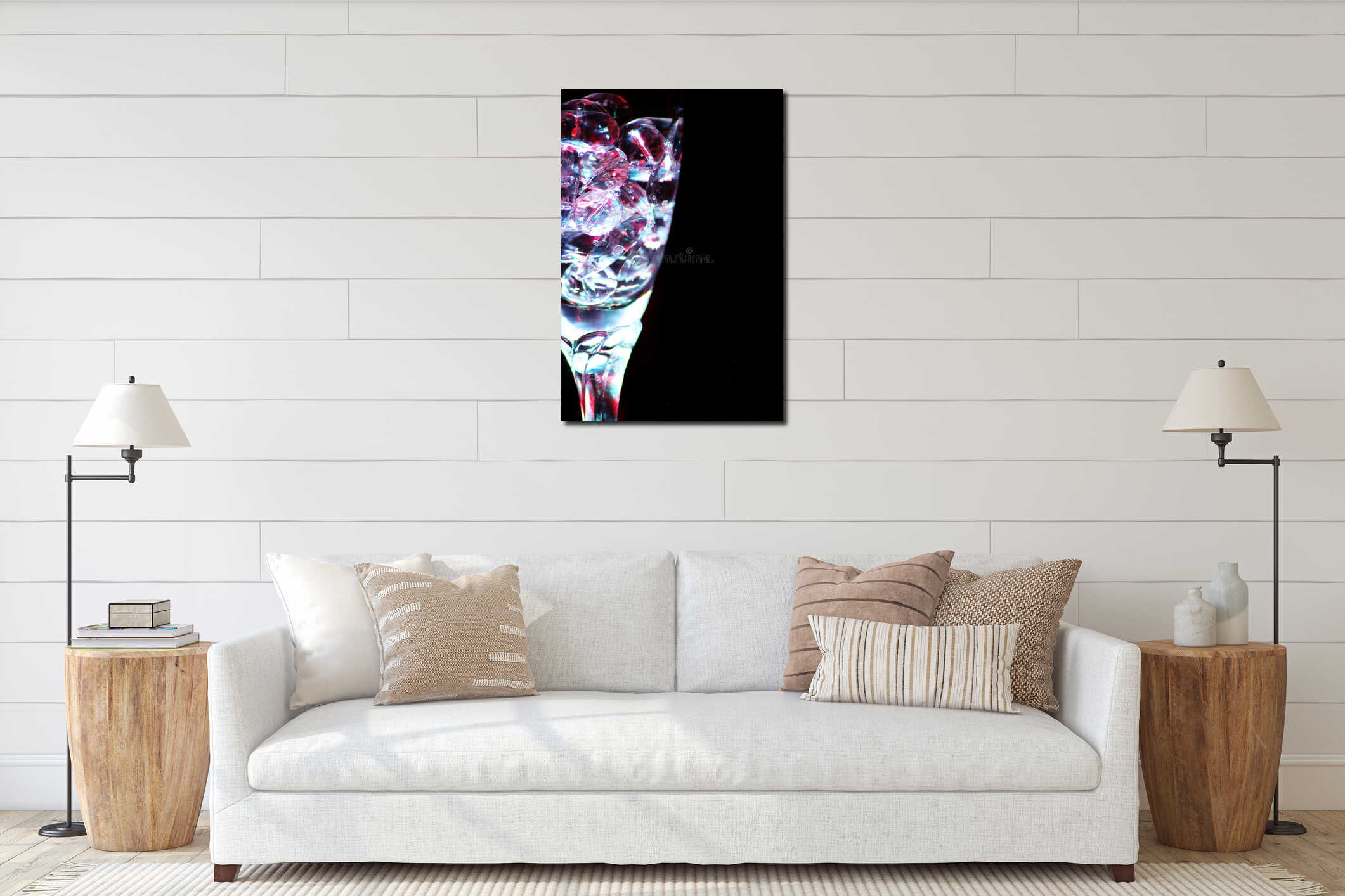 Glass water lights interior mockup