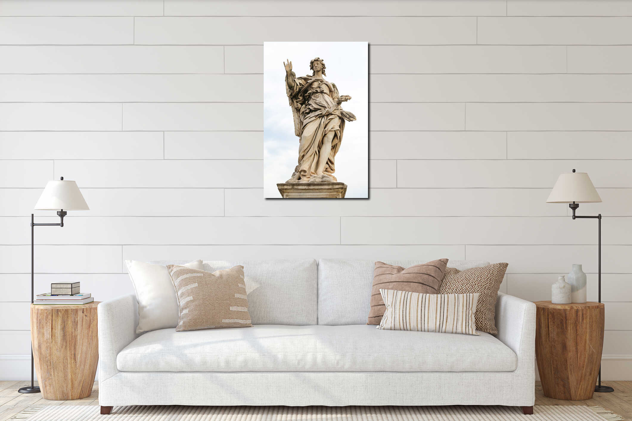 Angel with the Nails Statue in Hadrian Bridge, Rome, Italy interior mockup