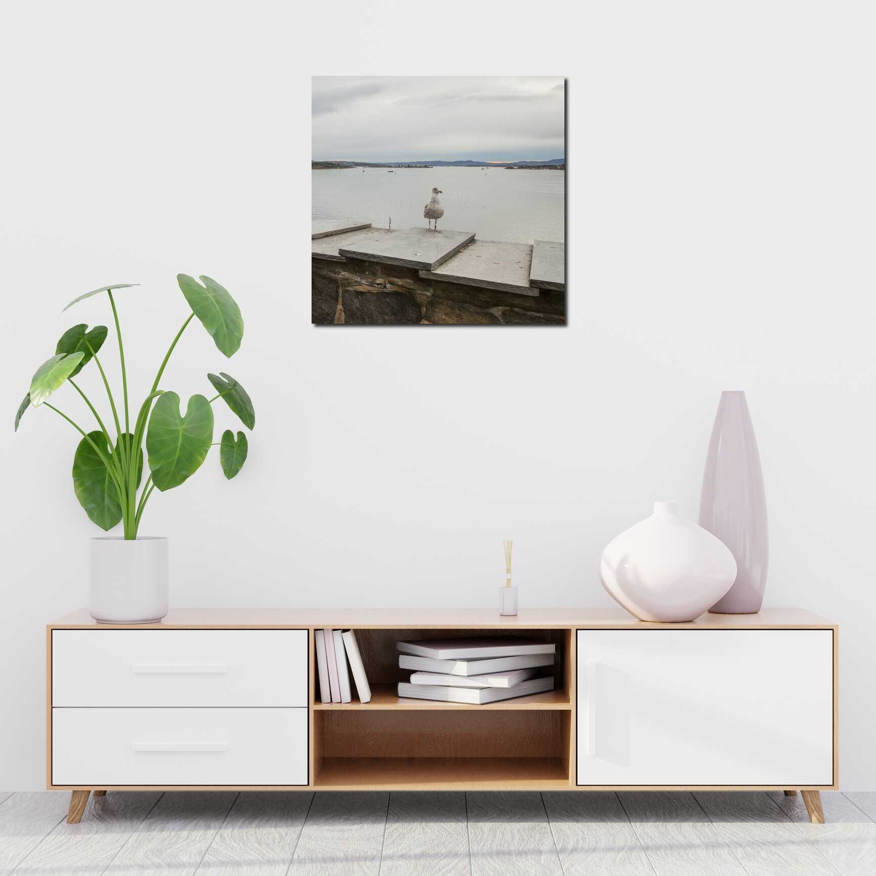 Canvas above sofa for size context