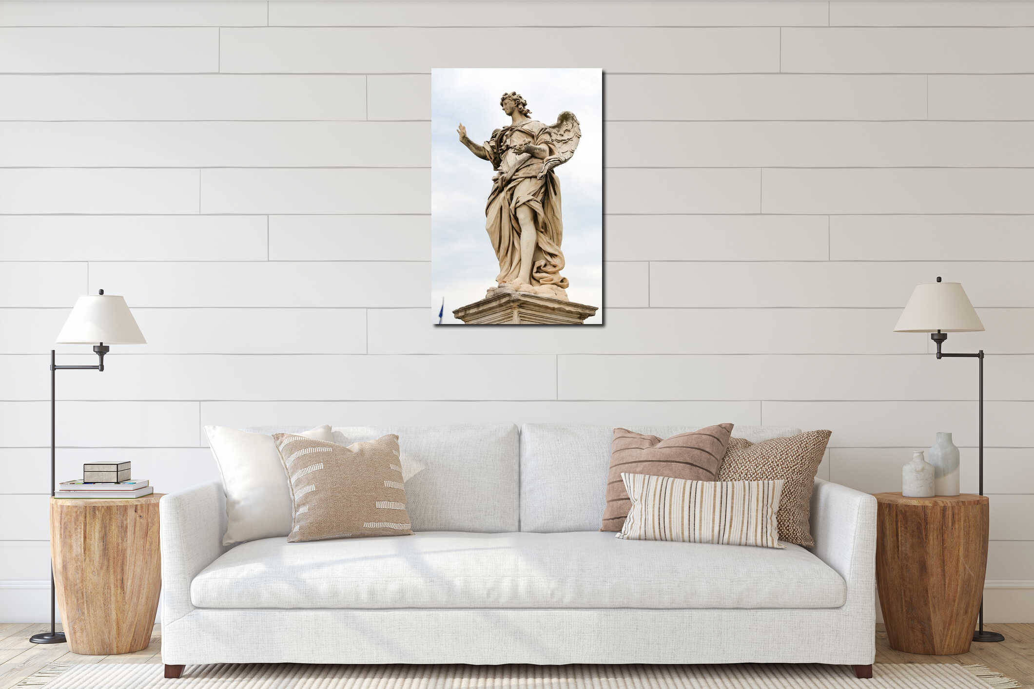 Angel with the Nails Statue in Hadrian Bridge, Rome, Italy interior mockup