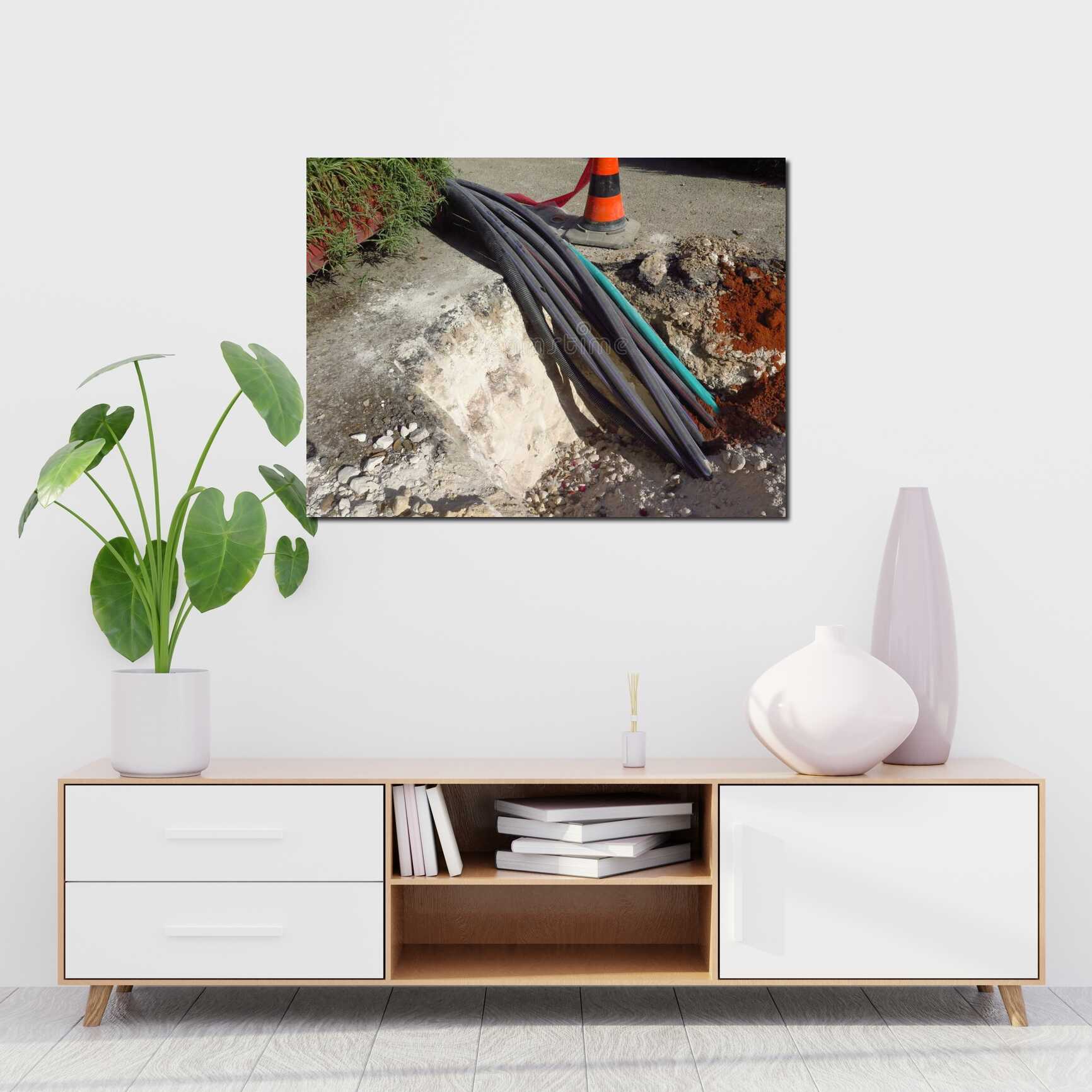 Canvas above sofa for size context