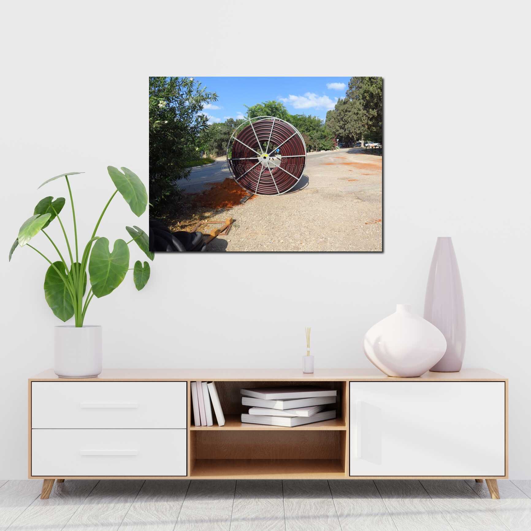 Canvas above sofa for size context