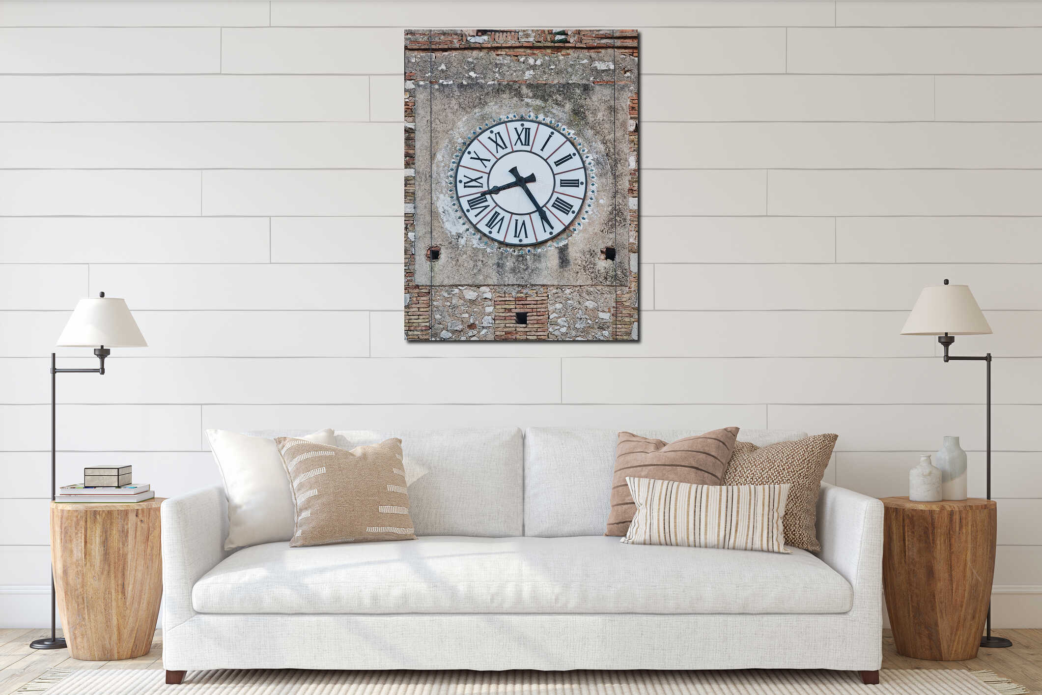 Clock ancient vintage romans number tower city hall interior mockup