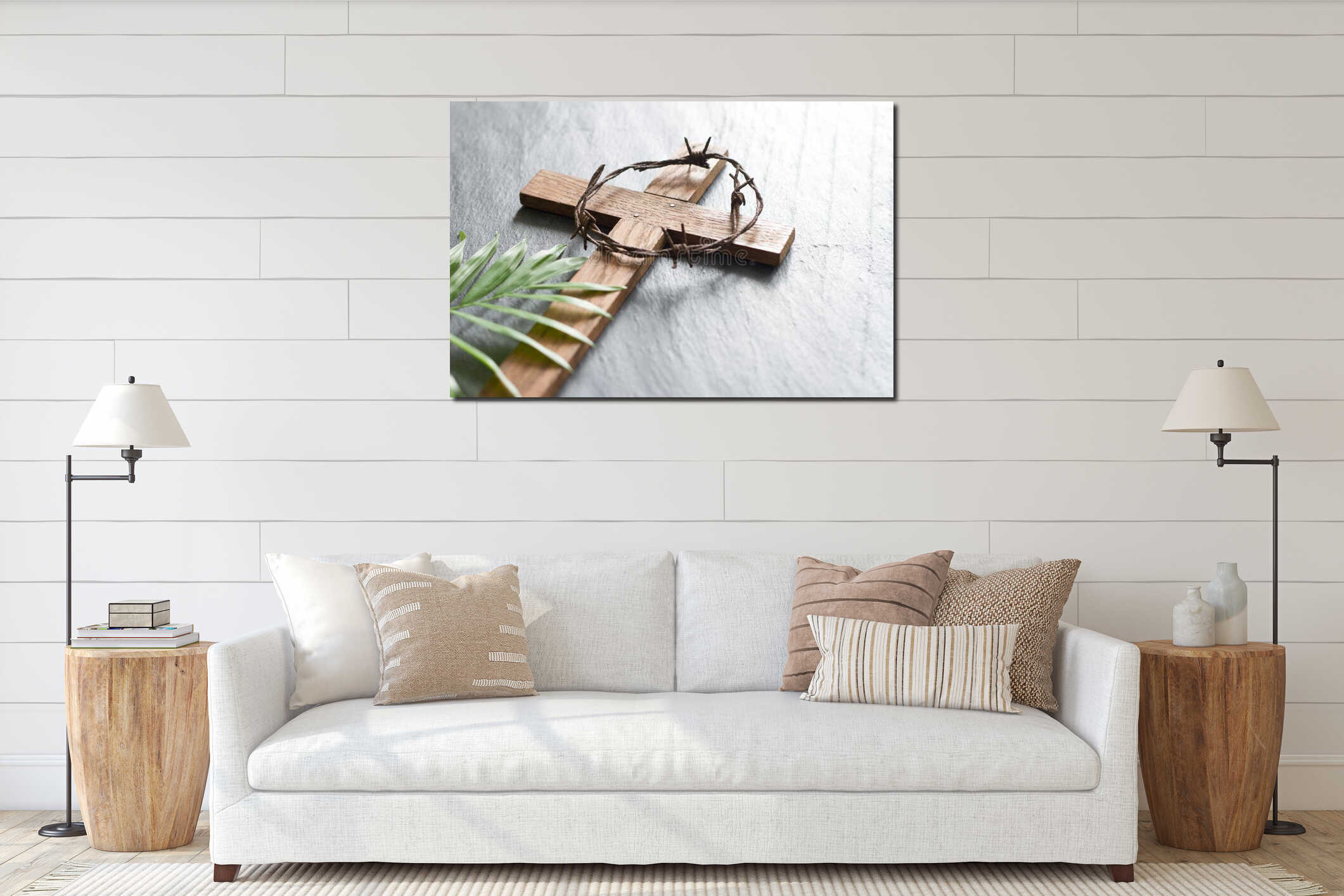 Canvas hanging interior mockup