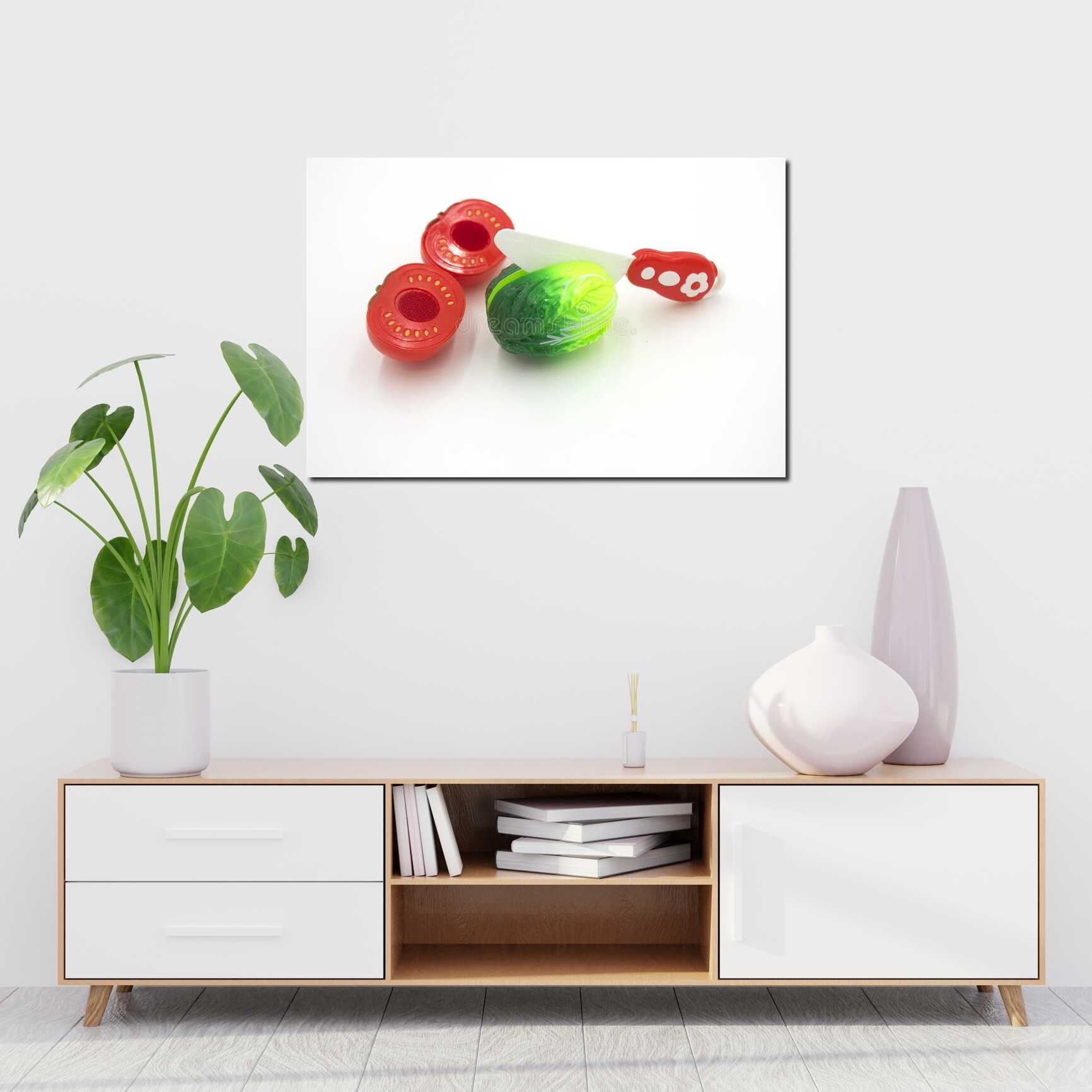 Canvas above sofa for size context