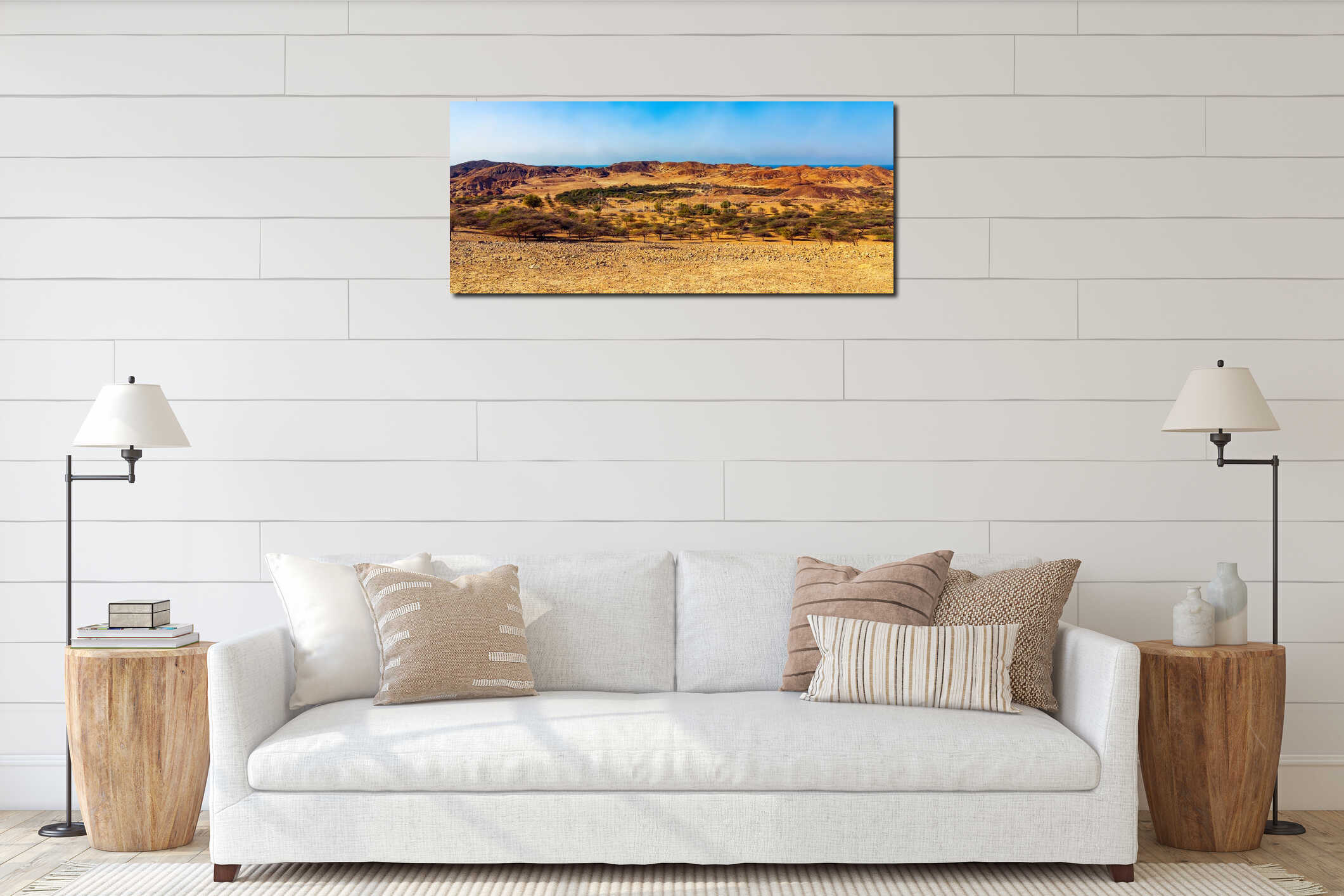 Panoramic view of the Salt Dome in the national park on the island of Sir Bani Yas, Abu Dhabi, United Arab Emirates interior mockup