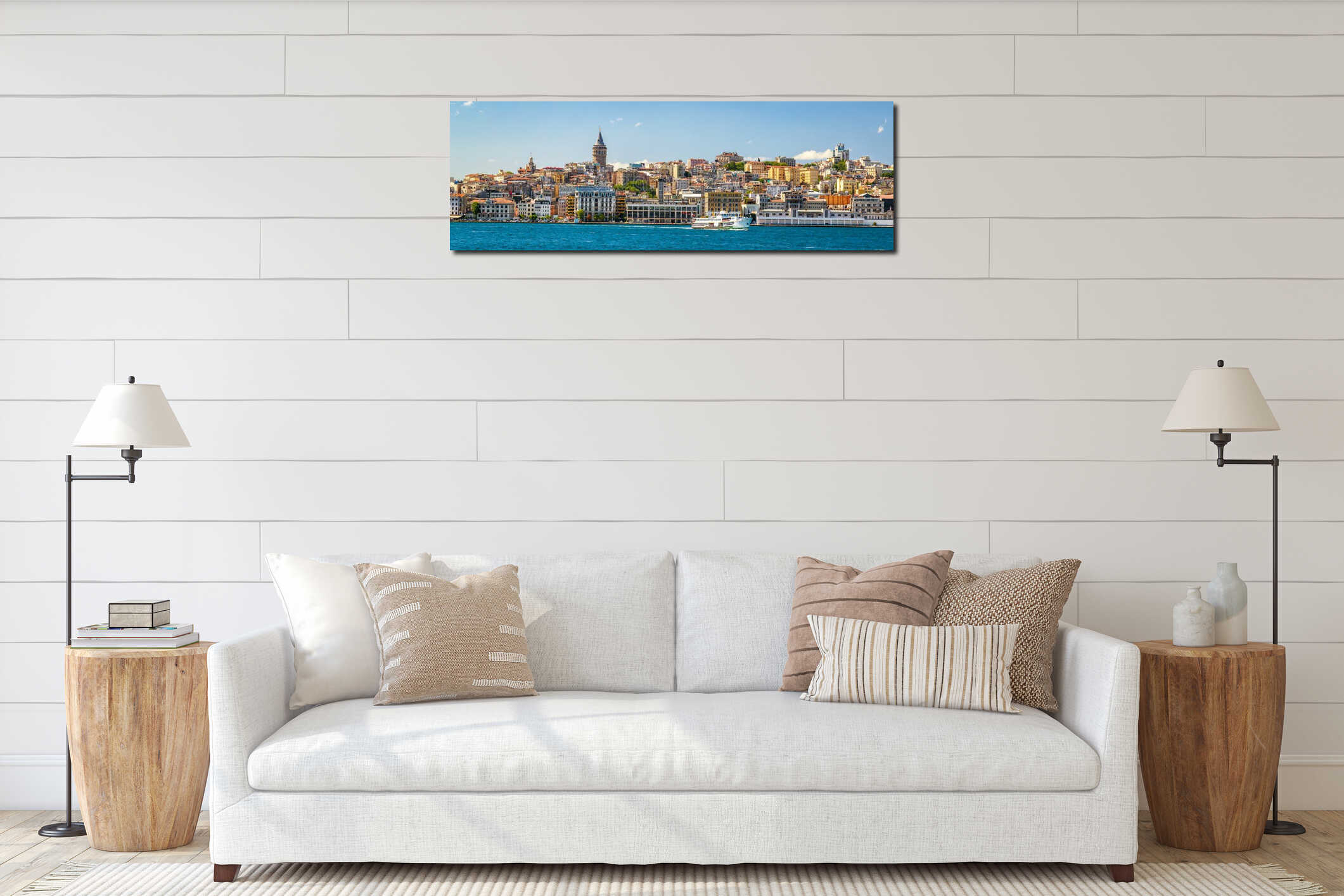 Panoramic view of Istanbul from Golden Horn, Turkey interior mockup