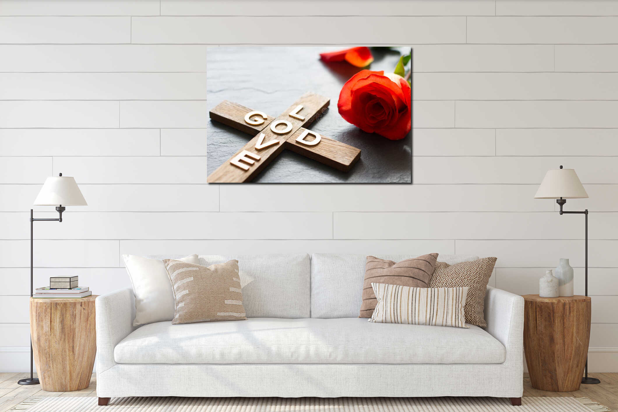 Canvas hanging interior mockup