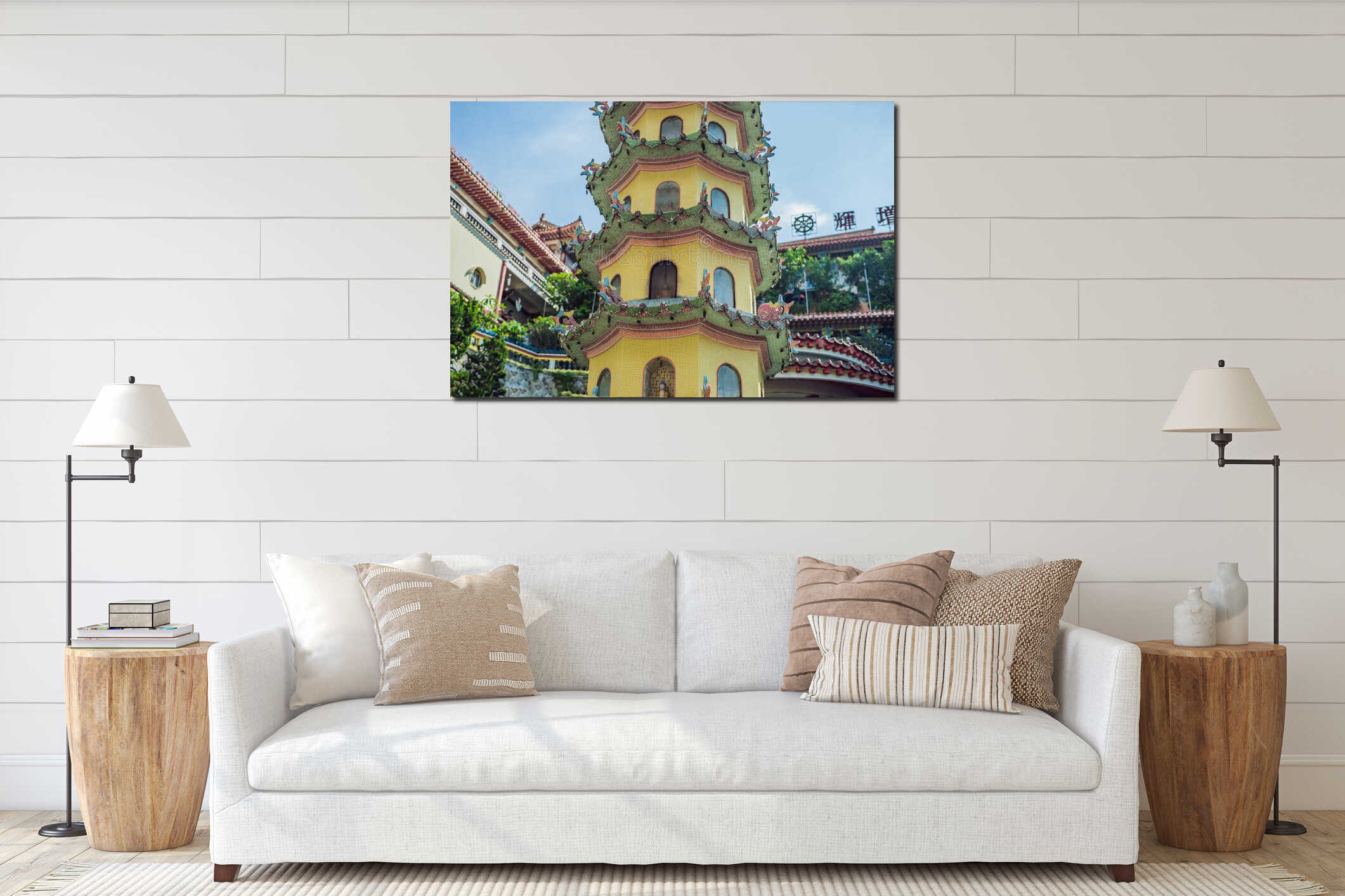 Buddhist temple Kek Lok Si in Penang, Malaysia, Georgetown interior mockup