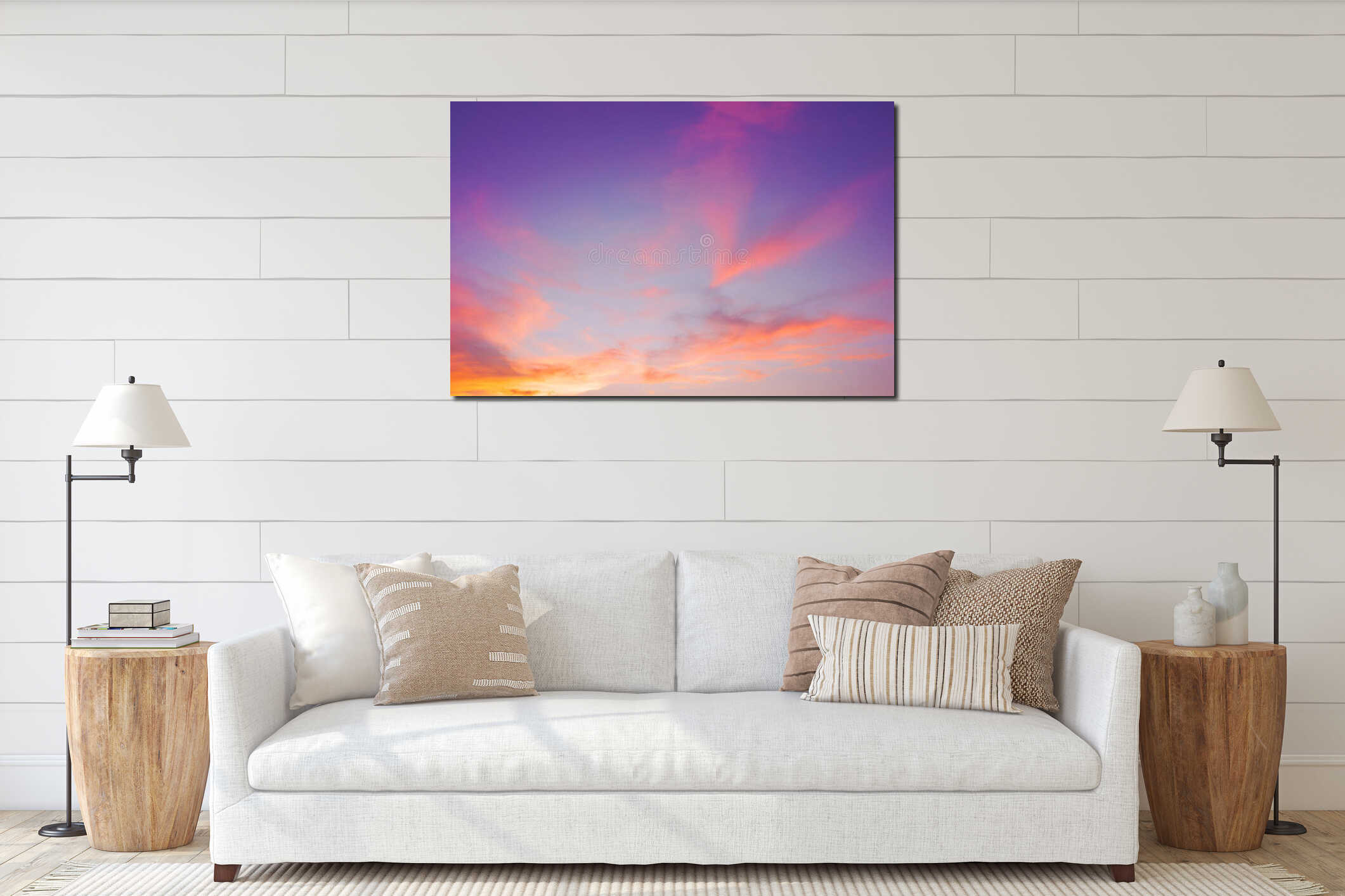 Evening sky with cloud purple,pink,ultra violet and orange sunset sky backdrop. Beautiful natural of sky abstract or background. S interior mockup