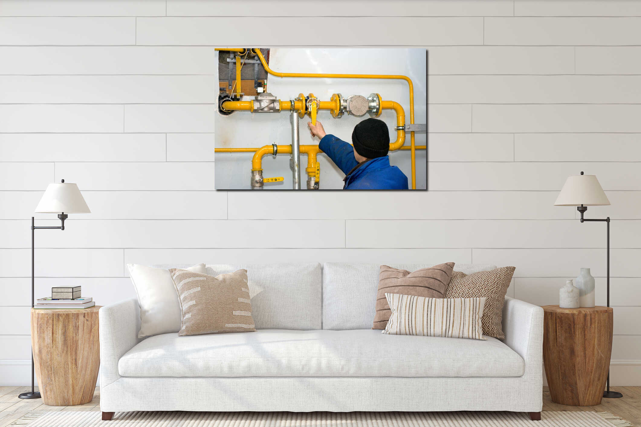 Canvas hanging interior mockup