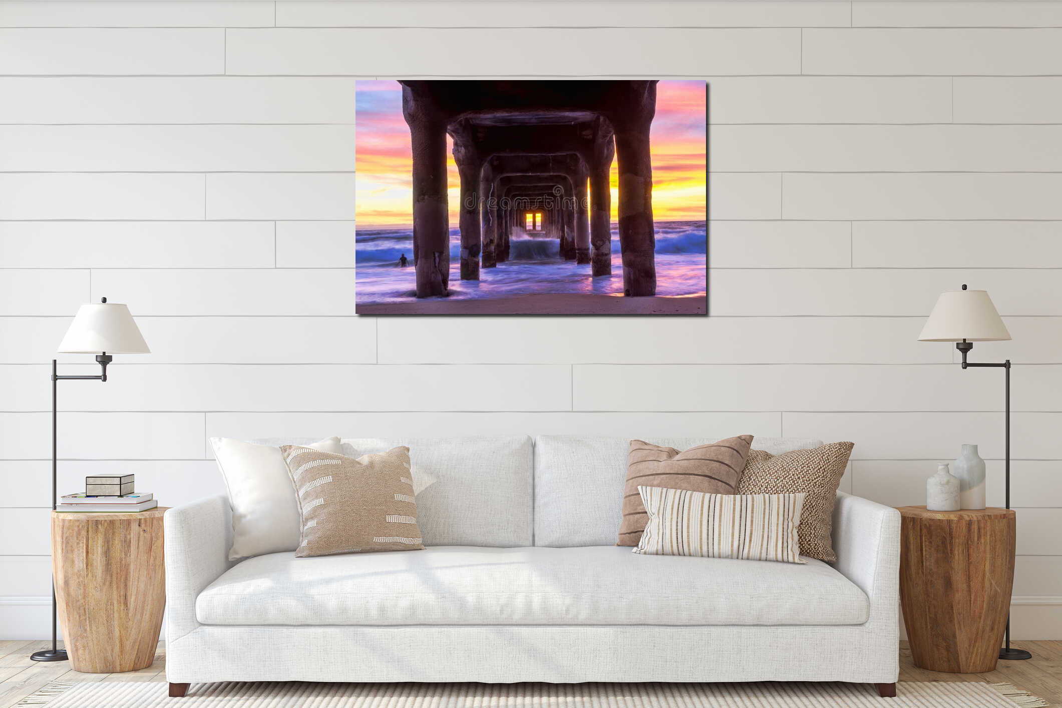 Colorful Sunset at Manhattan Beach Pier, Southern California interior mockup