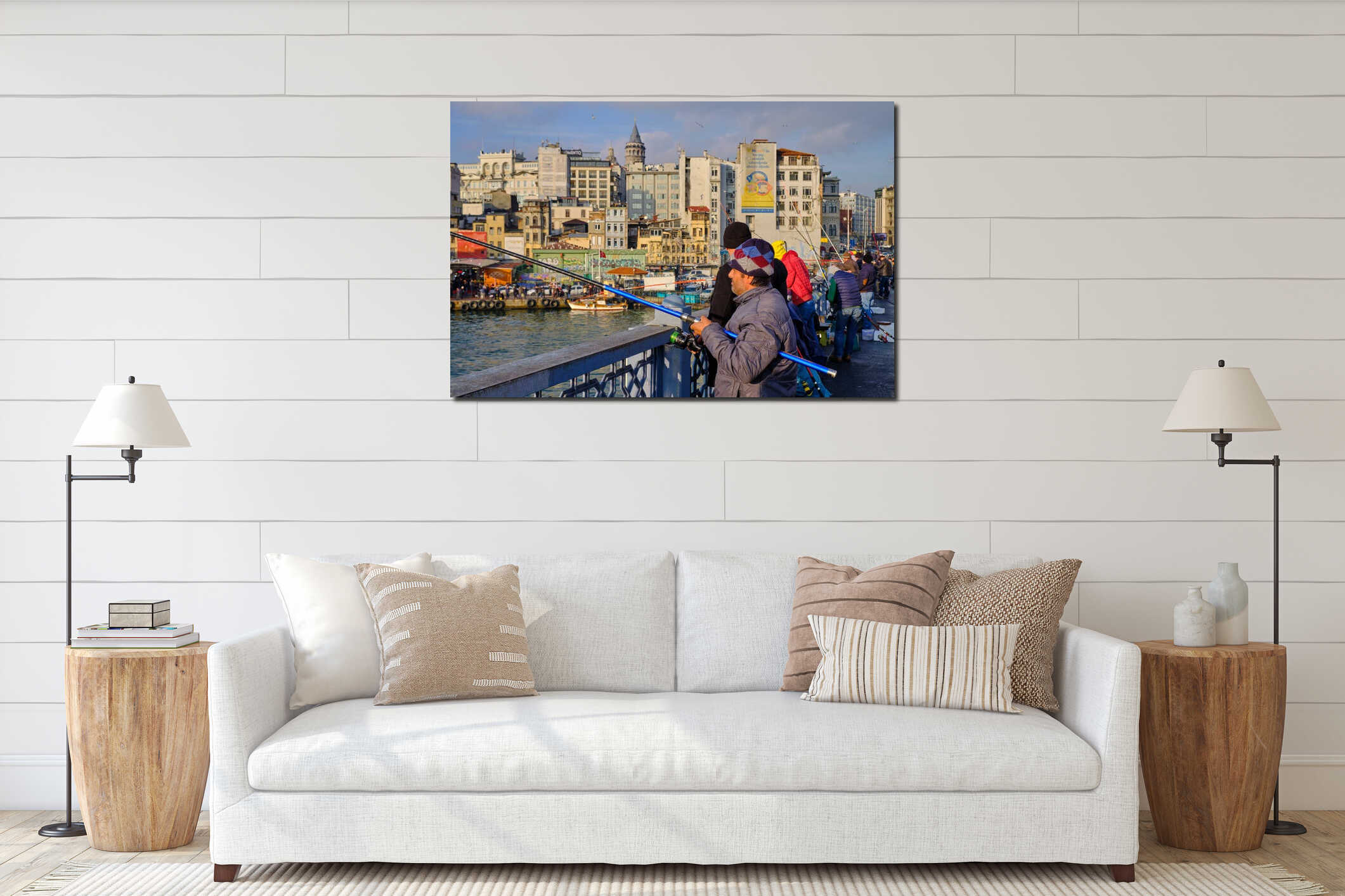 Galata Bridge fishing interior mockup