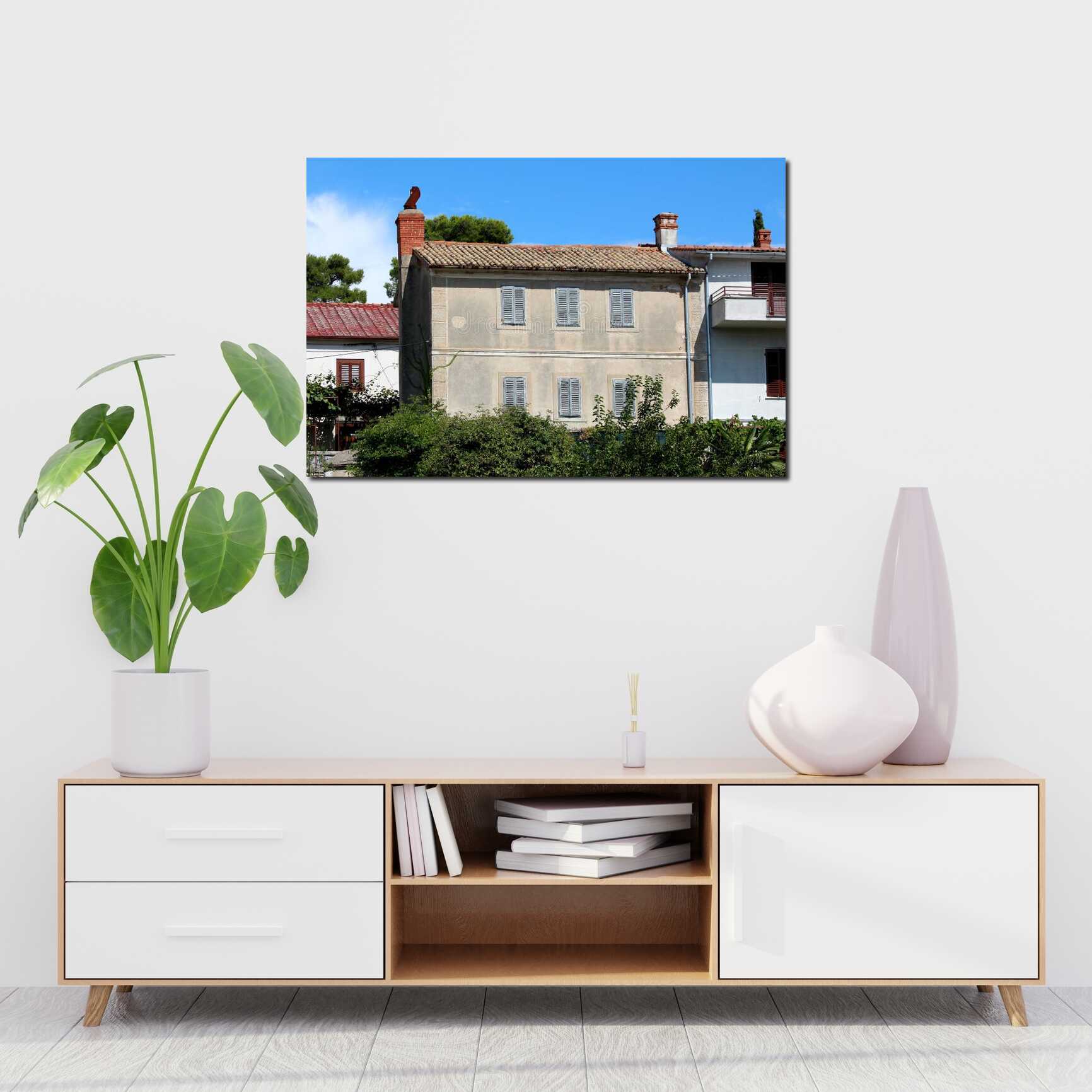 Canvas above sofa for size context