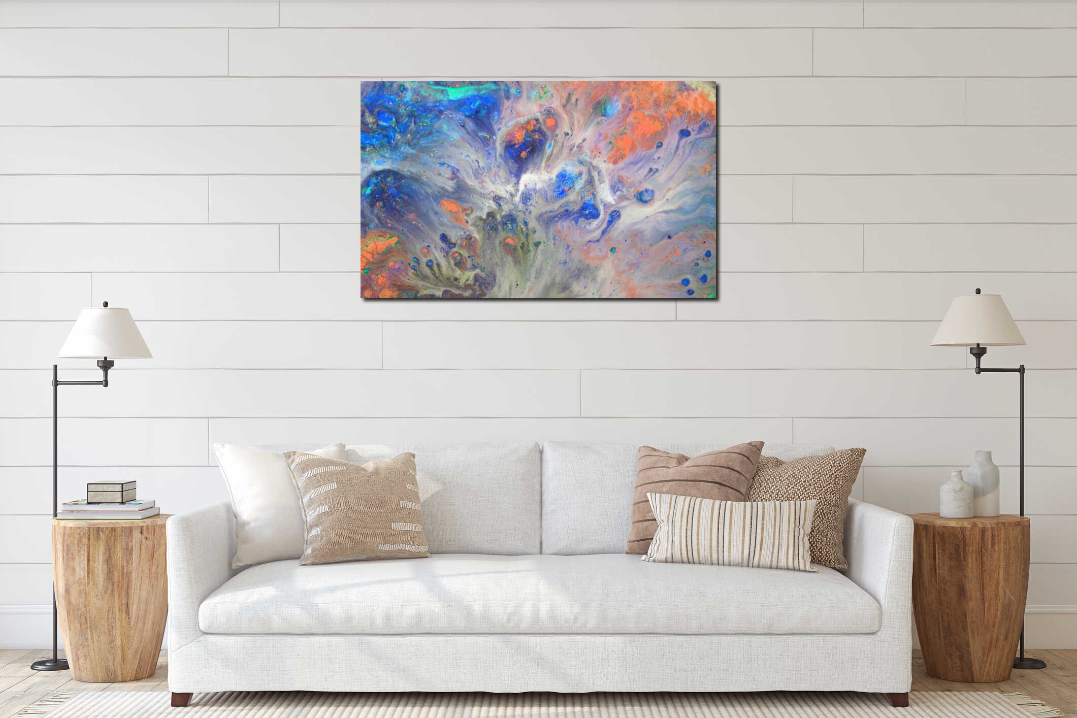 Canvas hanging interior mockup