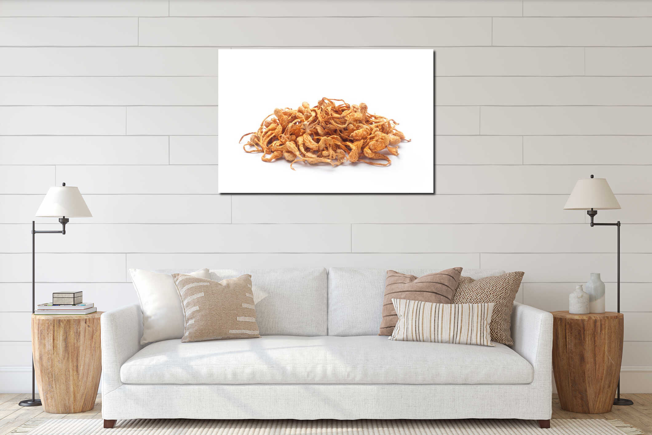 heap of dried cordyceps militaris mushroom interior mockup