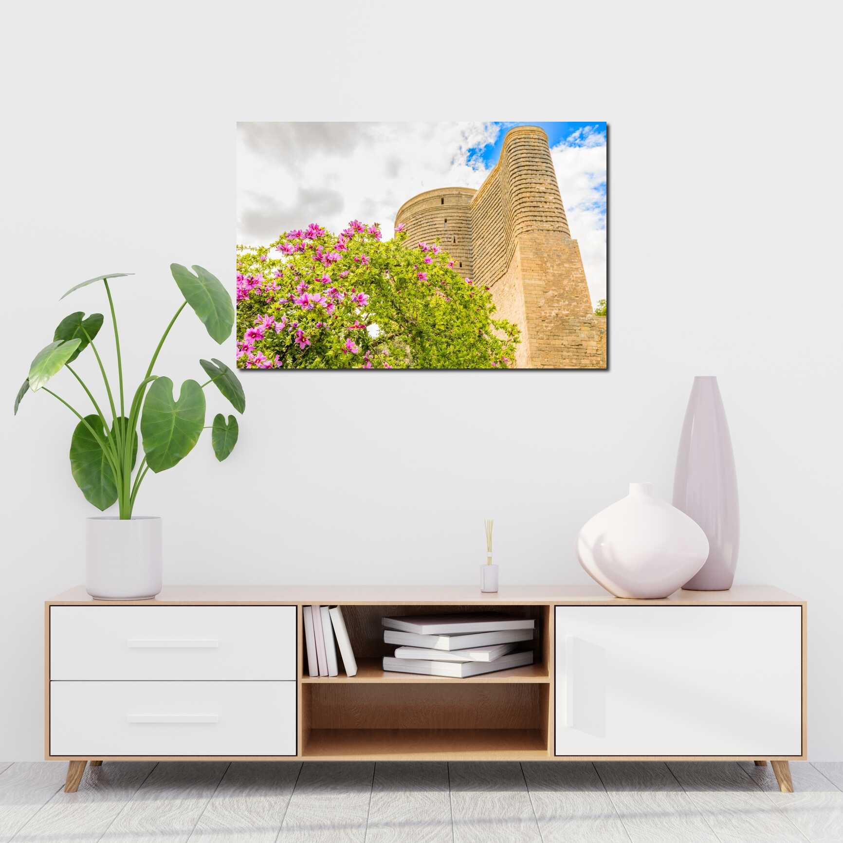 Canvas above sofa for size context