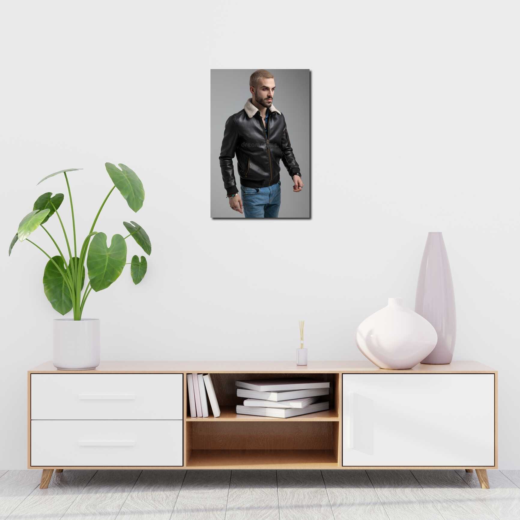 Canvas above sofa for size context