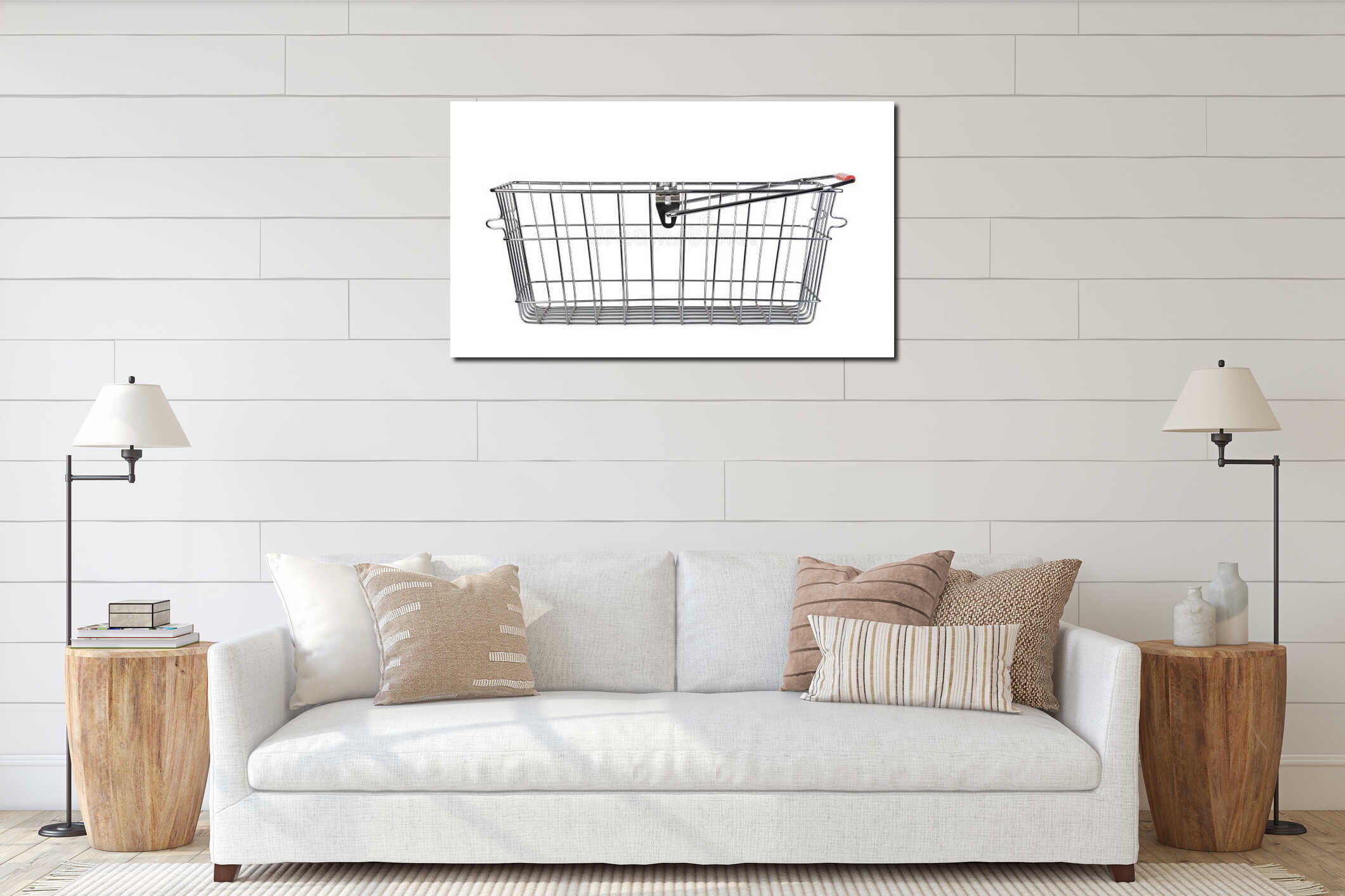 Empty shopping basket interior mockup