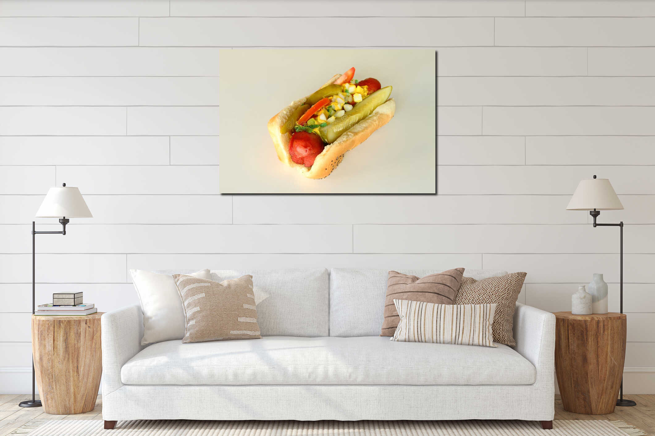 Canvas hanging interior mockup